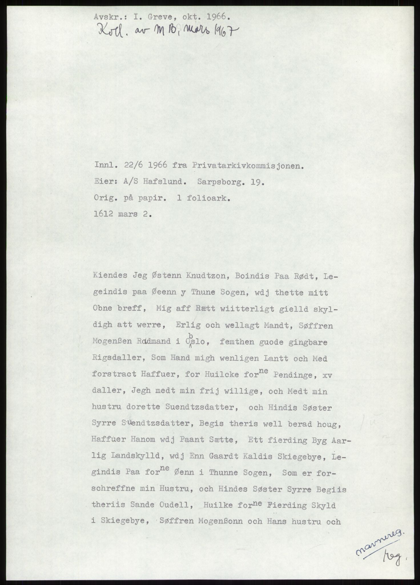 Samlinger til kildeutgivelse, Diplomavskriftsamlingen, AV/RA-EA-4053/H/Ha, p. 203