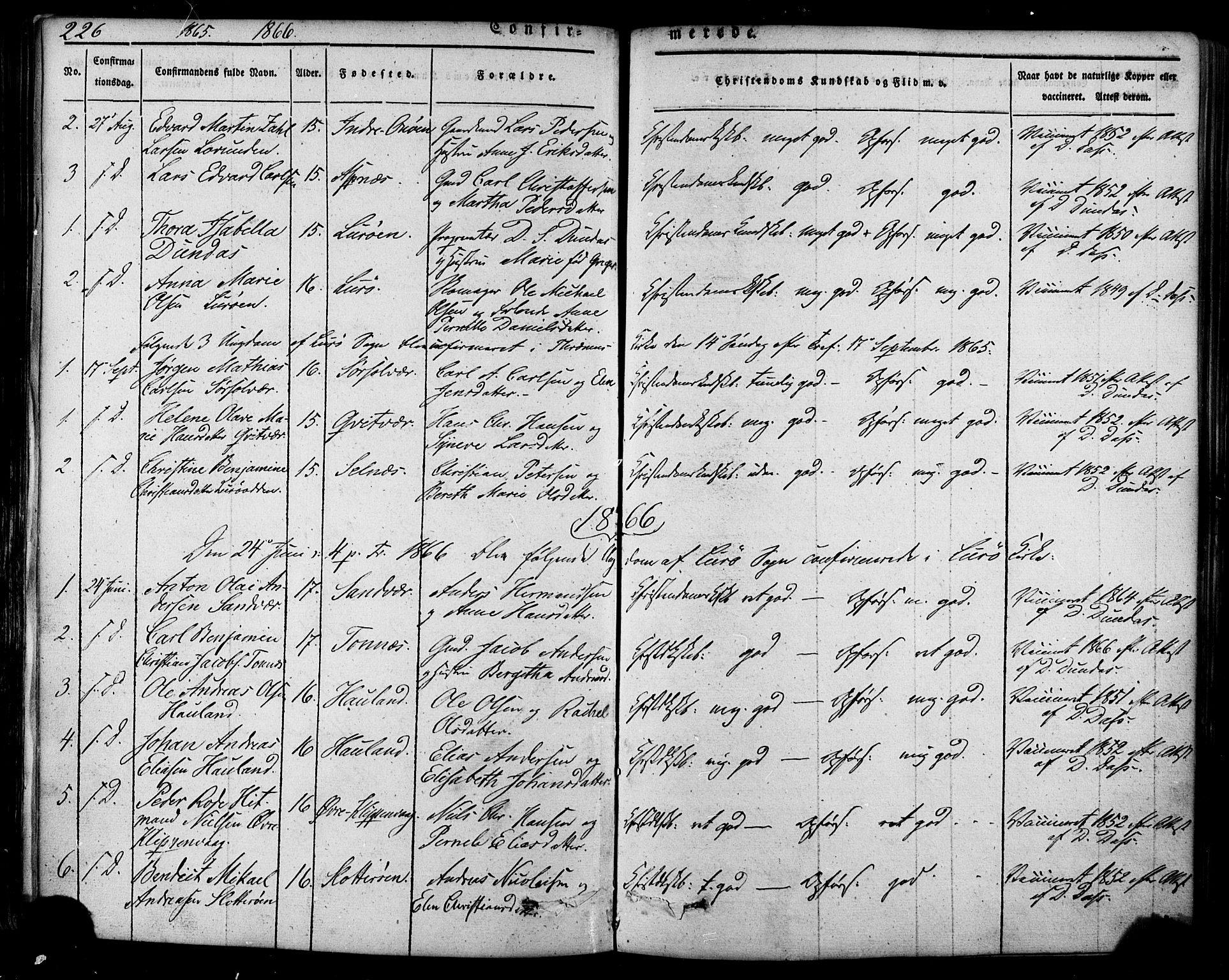 Ministerialprotokoller, klokkerbøker og fødselsregistre - Nordland, SAT/A-1459/839/L0567: Parish register (official) no. 839A04, 1863-1879, p. 226