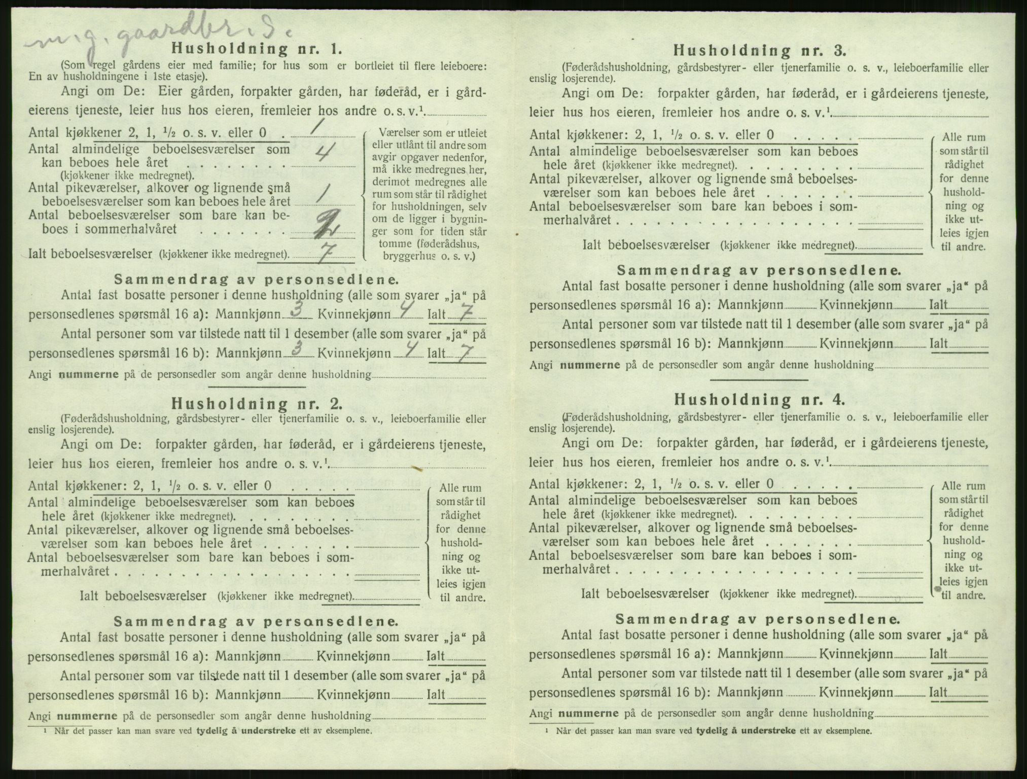 SAT, 1920 census for Sunnylven, 1920, p. 347