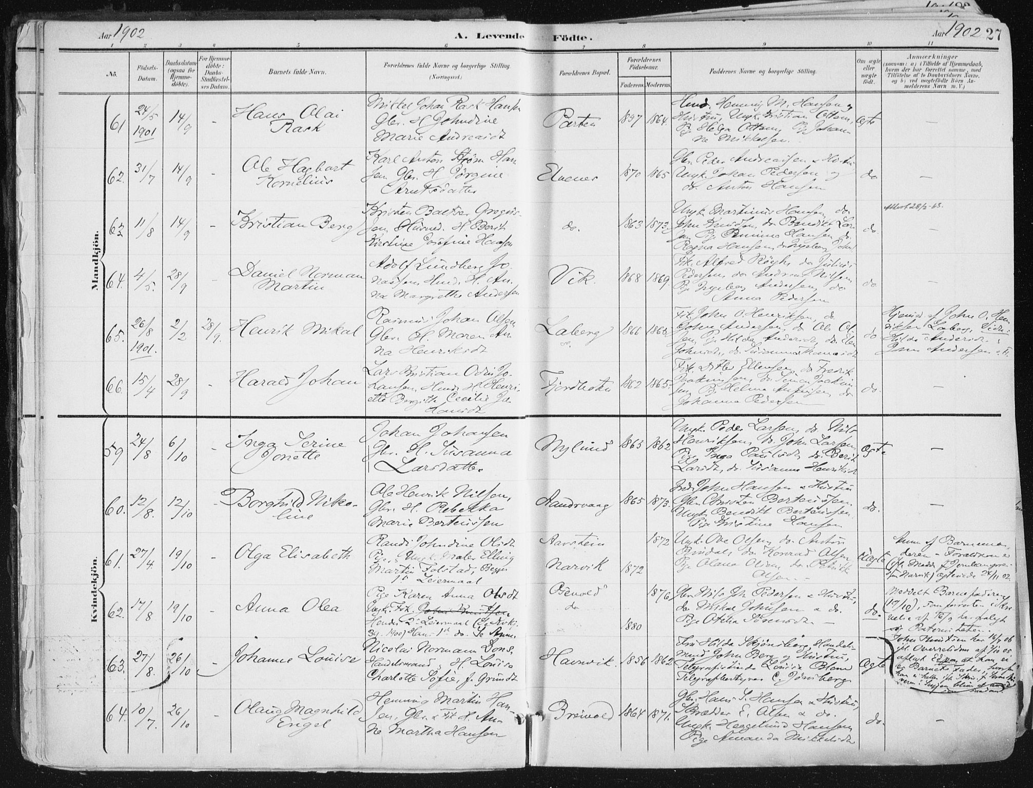 Ibestad sokneprestembete, AV/SATØ-S-0077/H/Ha/Haa/L0017kirke: Parish register (official) no. 17, 1901-1914, p. 27