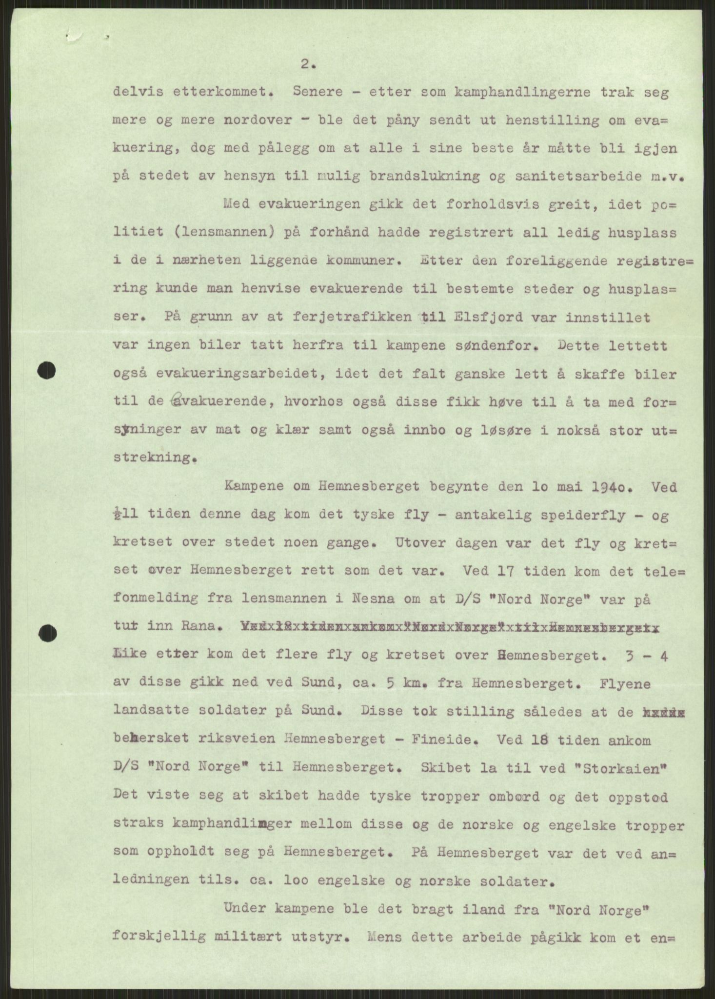 Forsvaret, Forsvarets krigshistoriske avdeling, AV/RA-RAFA-2017/Y/Ya/L0017: II-C-11-31 - Fylkesmenn.  Rapporter om krigsbegivenhetene 1940., 1940, p. 159