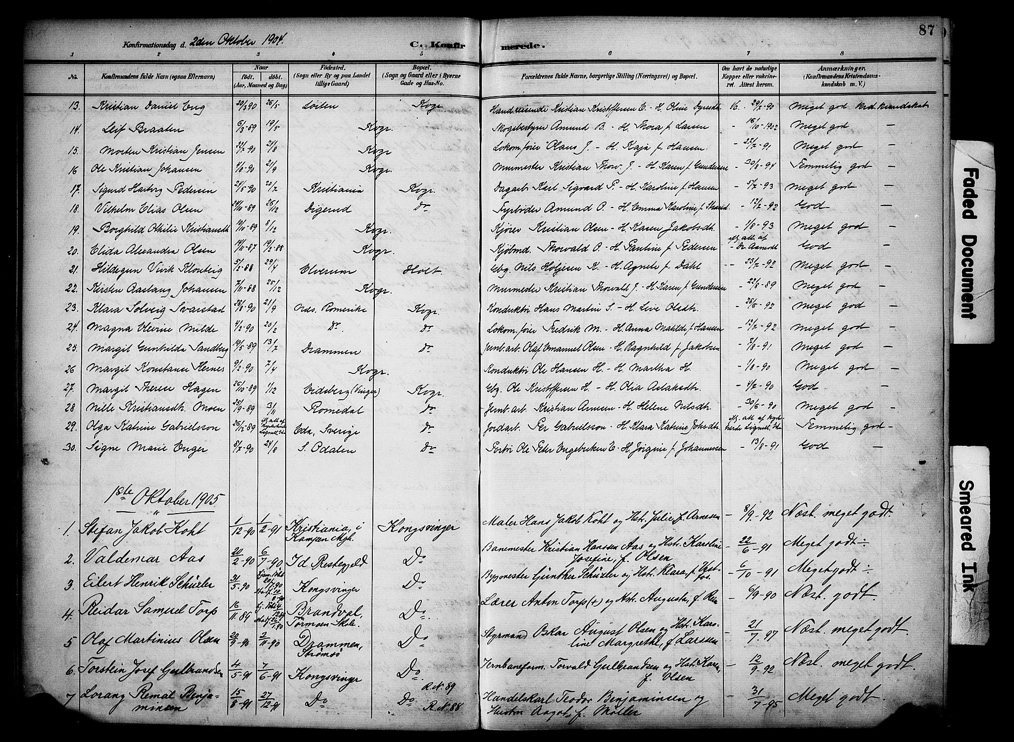 Vinger prestekontor, AV/SAH-PREST-024/H/Ha/Haa/L0016: Parish register (official) no. 16, 1898-1920, p. 87