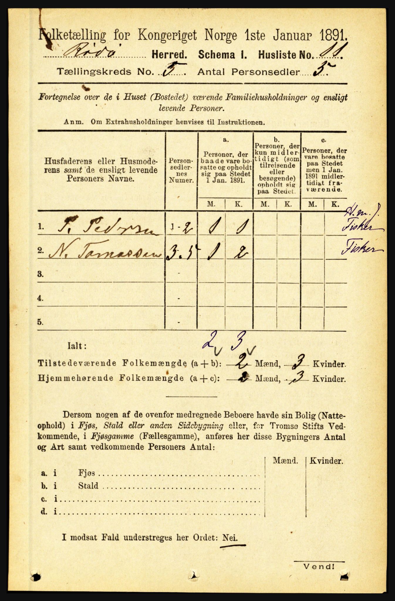 RA, 1891 census for 1836 Rødøy, 1891, p. 2357