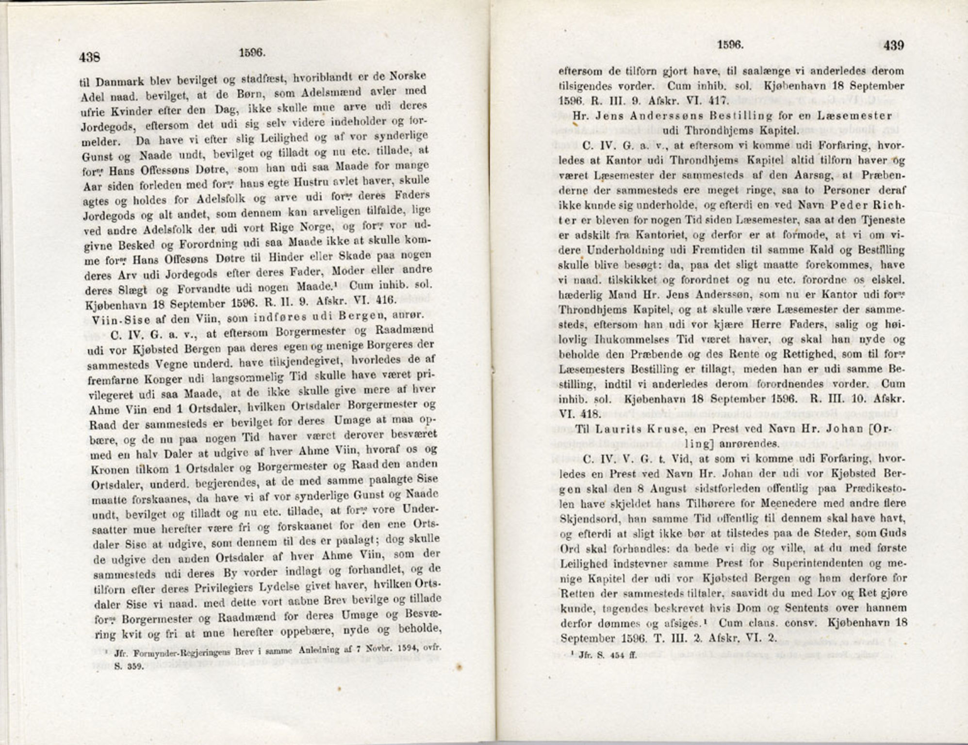 Publikasjoner utgitt av Det Norske Historiske Kildeskriftfond, PUBL/-/-/-: Norske Rigs-Registranter, bind 3, 1588-1602, p. 438-439