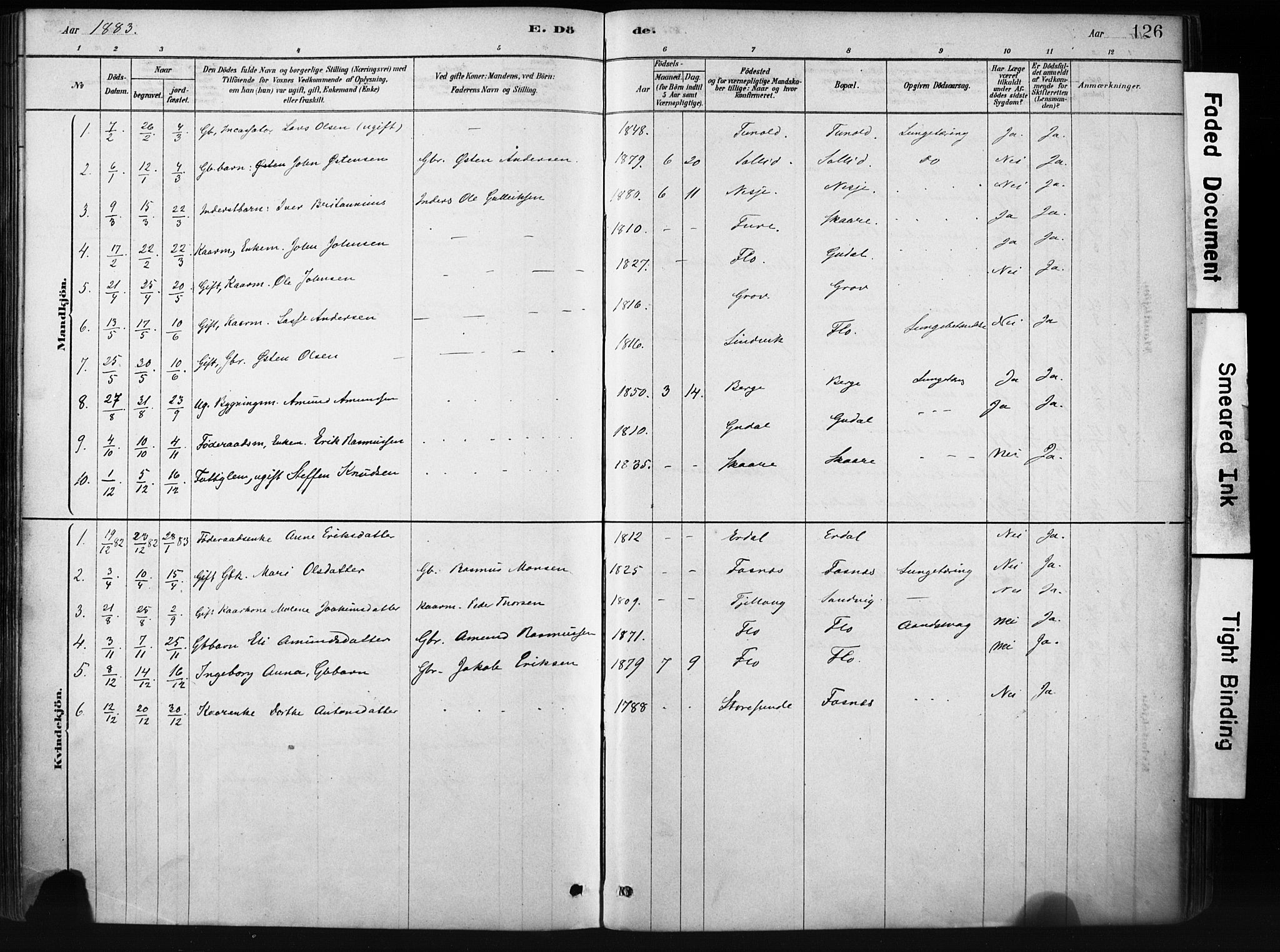 Stryn Sokneprestembete, SAB/A-82501: Parish register (official) no. D 1, 1878-1907, p. 126