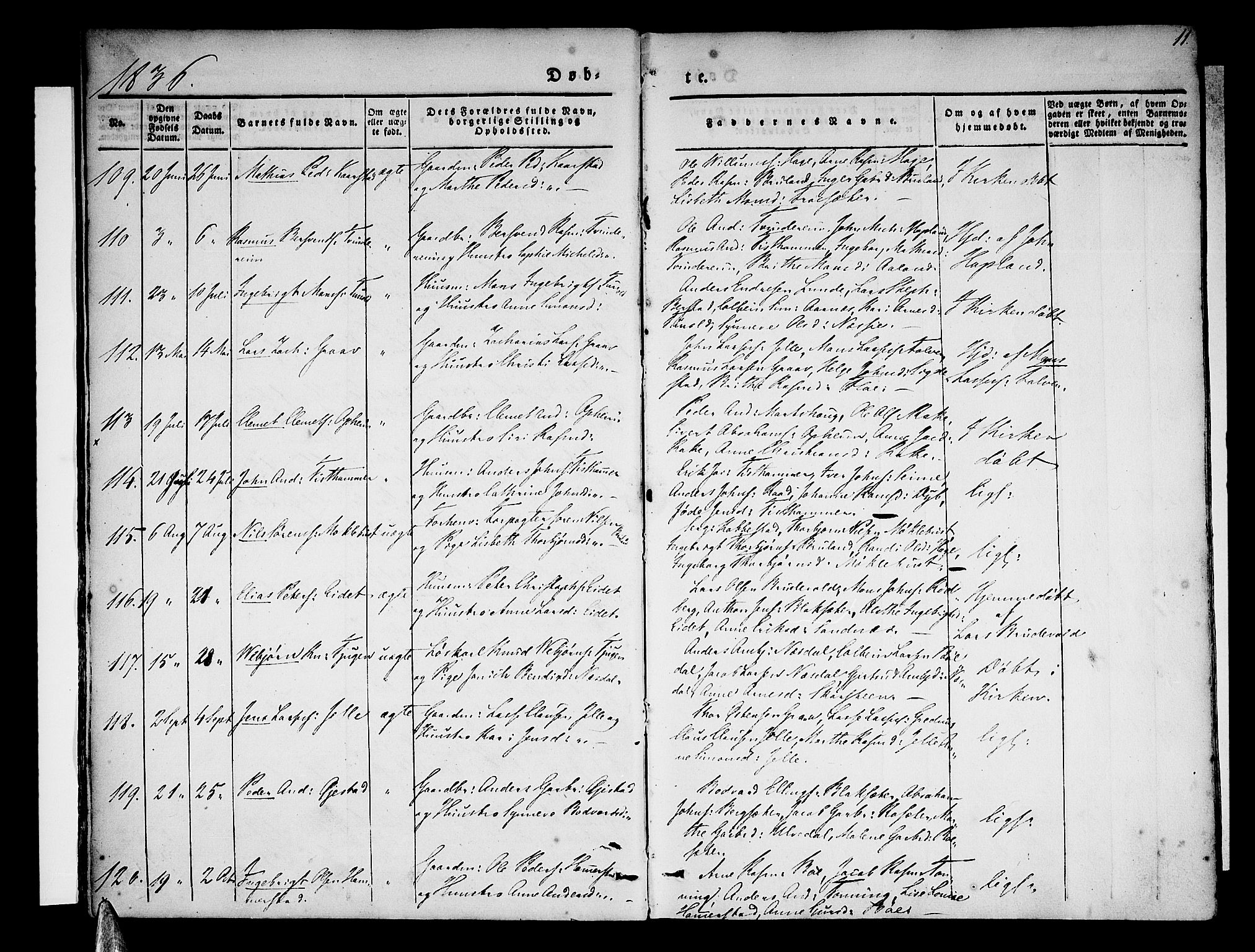 Stryn Sokneprestembete, AV/SAB-A-82501: Parish register (official) no. A 1, 1832-1845, p. 11