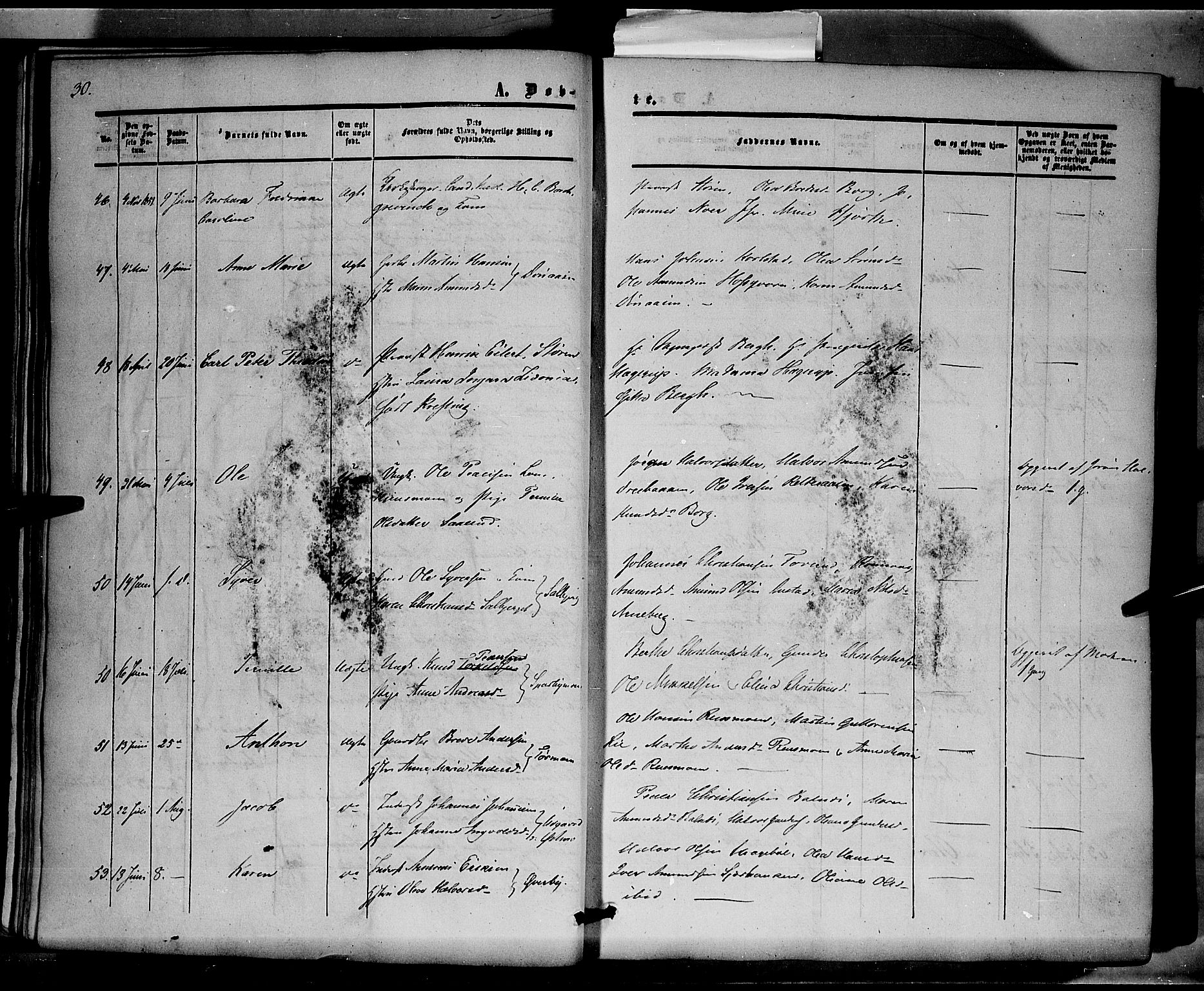 Hof prestekontor, AV/SAH-PREST-038/H/Ha/Haa/L0008: Parish register (official) no. 8, 1849-1861, p. 30