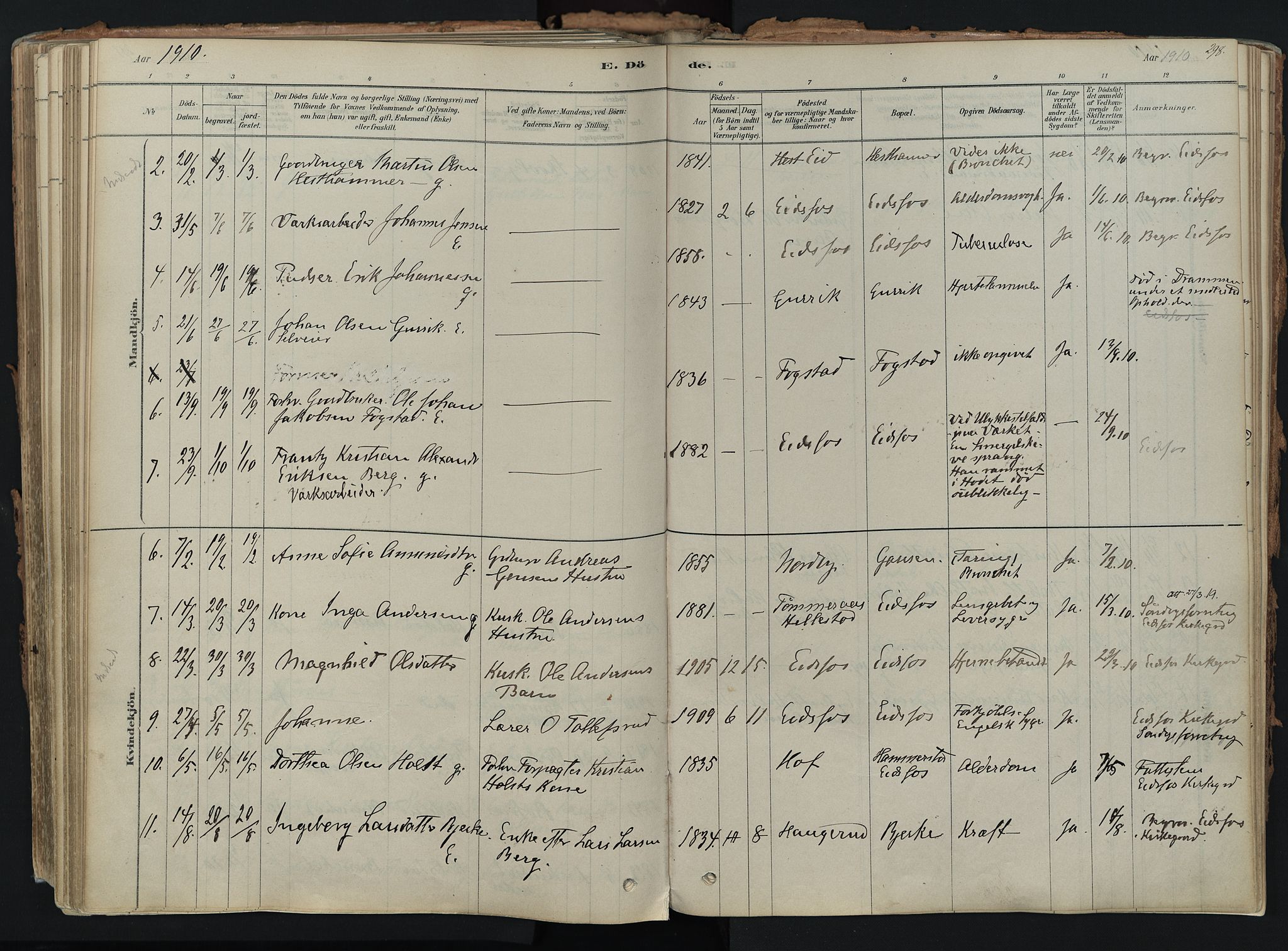 Hof kirkebøker, AV/SAKO-A-64/F/Fa/L0007: Parish register (official) no. I 7, 1878-1940, p. 298