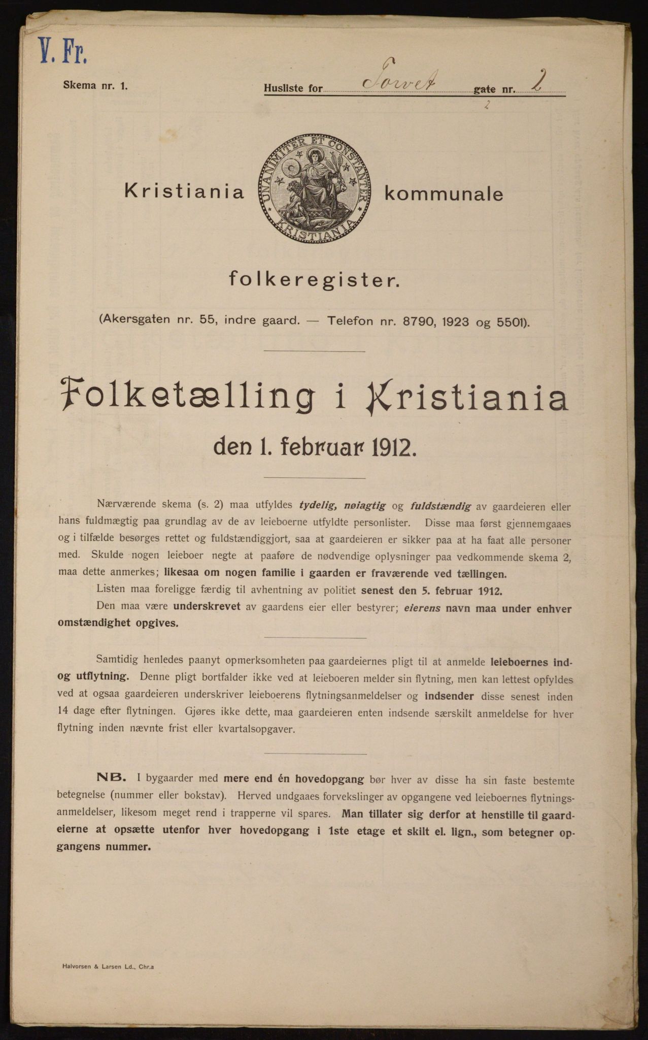 OBA, Municipal Census 1912 for Kristiania, 1912, p. 115118