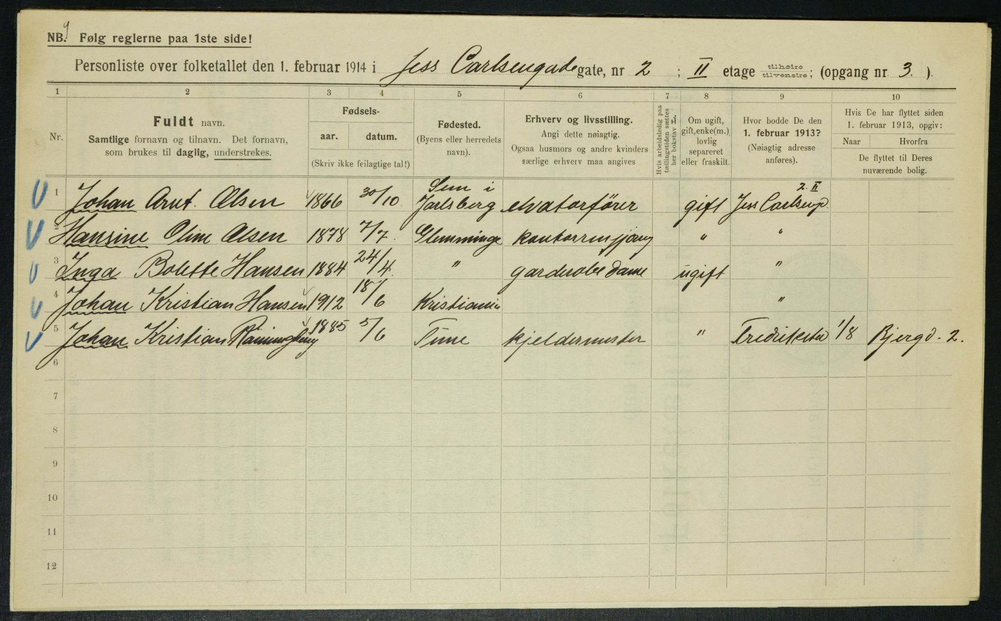 OBA, Municipal Census 1914 for Kristiania, 1914, p. 46988