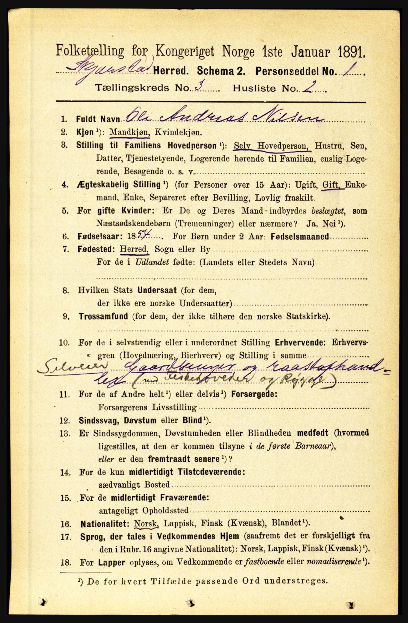 RA, 1891 census for 1842 Skjerstad, 1891, p. 737