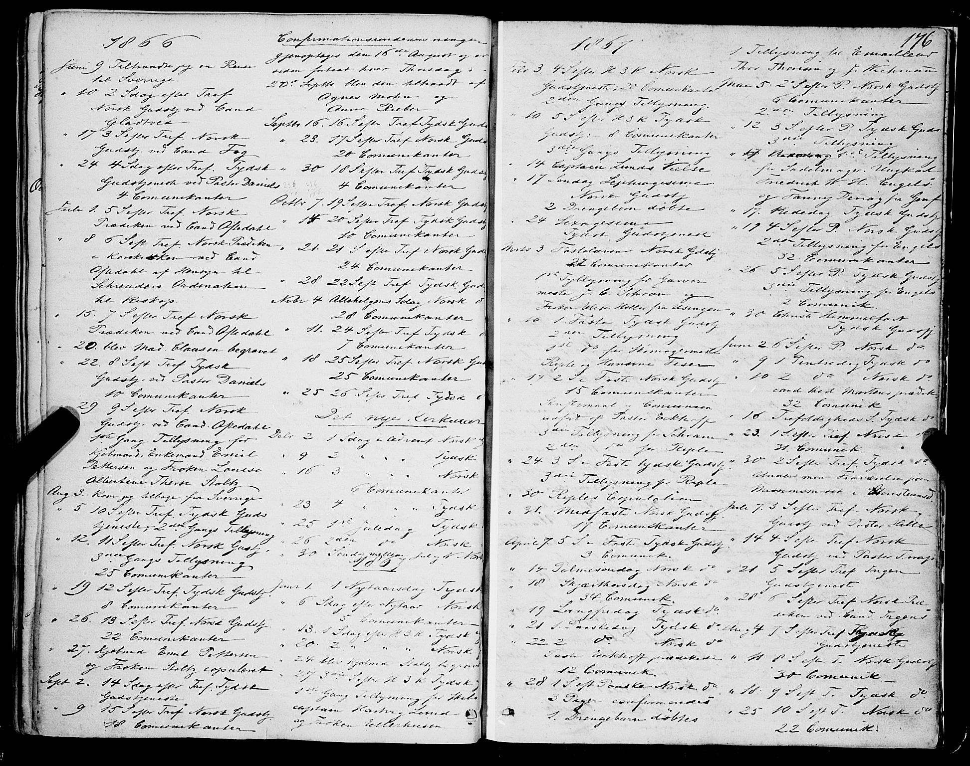 Mariakirken Sokneprestembete, SAB/A-76901/H/Haa/L0006: Parish register (official) no. A 6, 1846-1877, p. 176