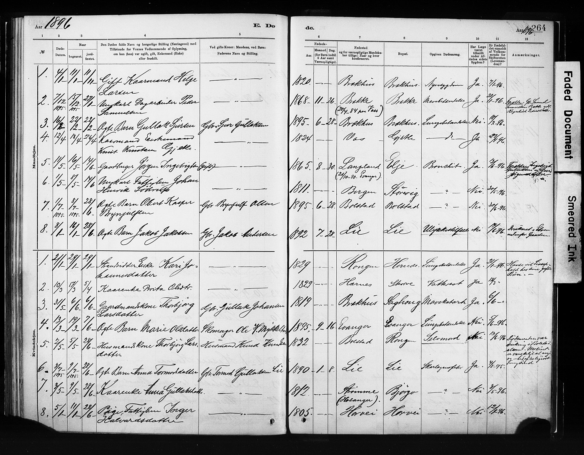 Evanger sokneprestembete, SAB/A-99924: Parish register (official) no. A 1, 1877-1899, p. 264