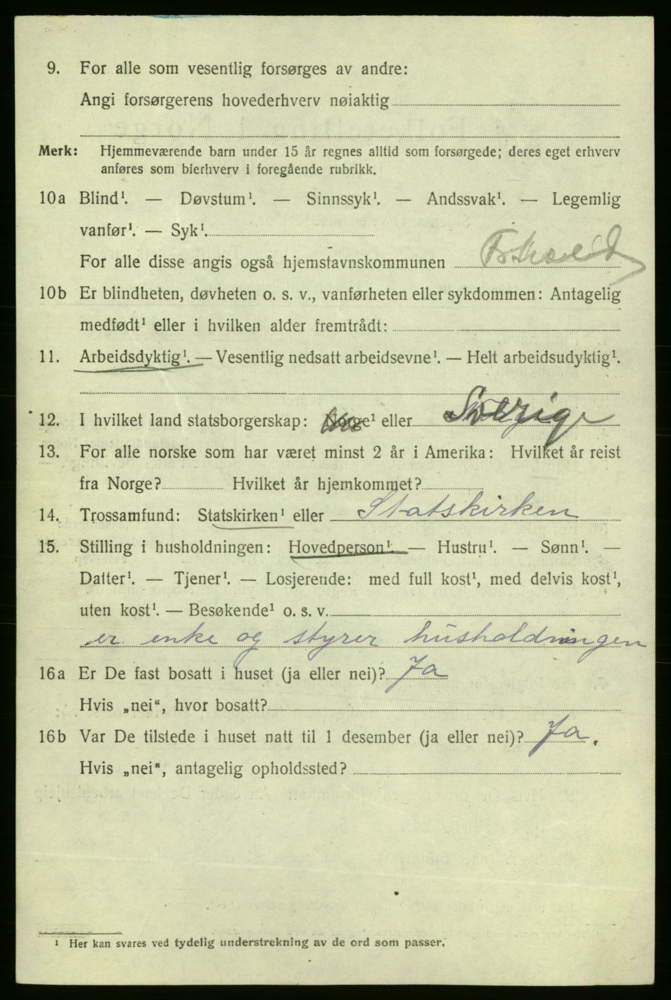 SAO, 1920 census for Fredrikshald, 1920, p. 8978