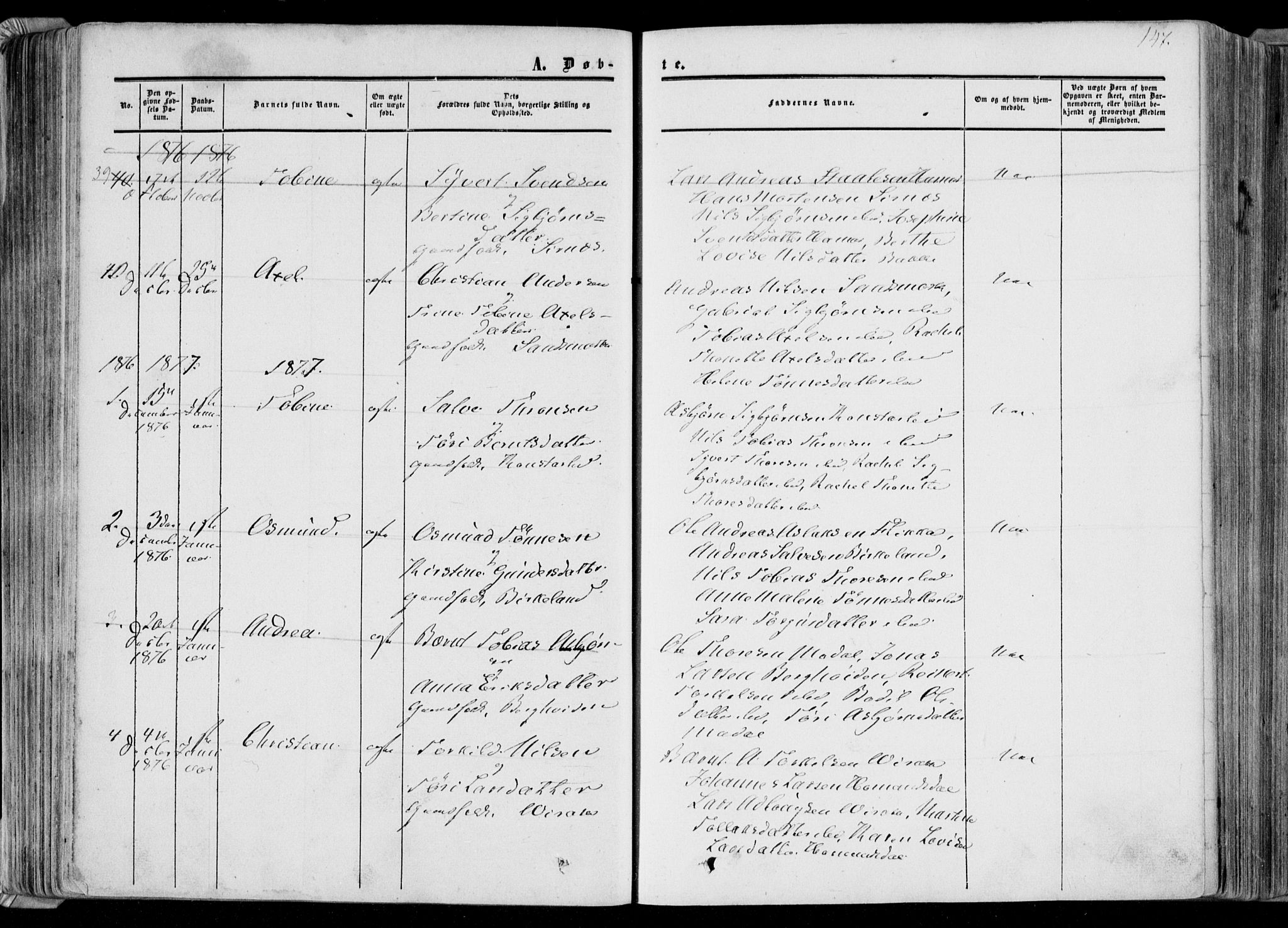 Bakke sokneprestkontor, SAK/1111-0002/F/Fa/Faa/L0006: Parish register (official) no. A 6, 1855-1877, p. 147