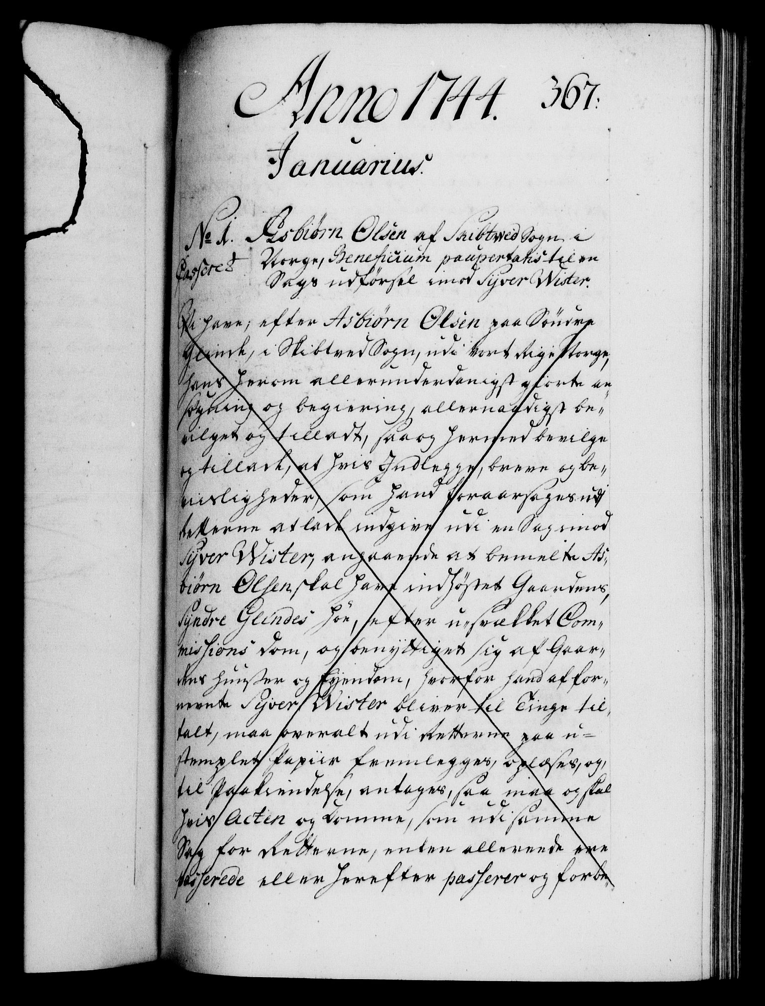 Danske Kanselli 1572-1799, AV/RA-EA-3023/F/Fc/Fca/Fcaa/L0033: Norske registre, 1743-1744, p. 367a