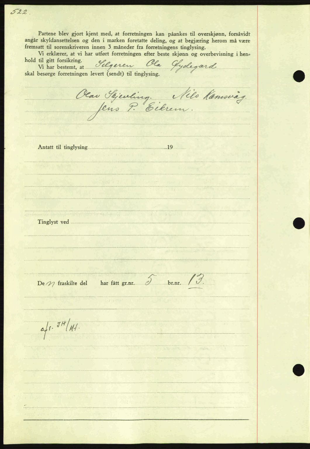 Nordmøre sorenskriveri, AV/SAT-A-4132/1/2/2Ca: Mortgage book no. A86, 1939-1939, Diary no: : 1774/1939