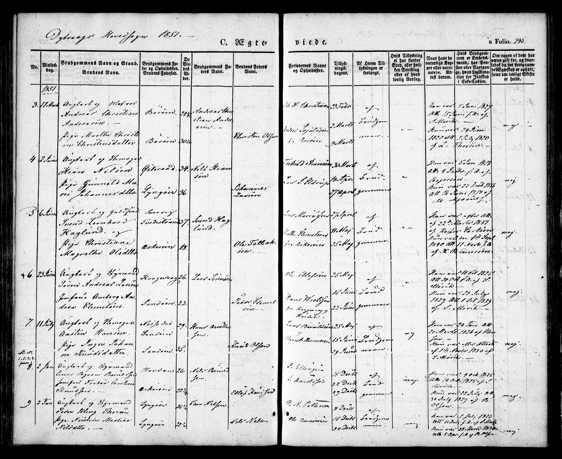 Dypvåg sokneprestkontor, AV/SAK-1111-0007/F/Fa/Faa/L0005: Parish register (official) no. A 5, 1841-1854, p. 245