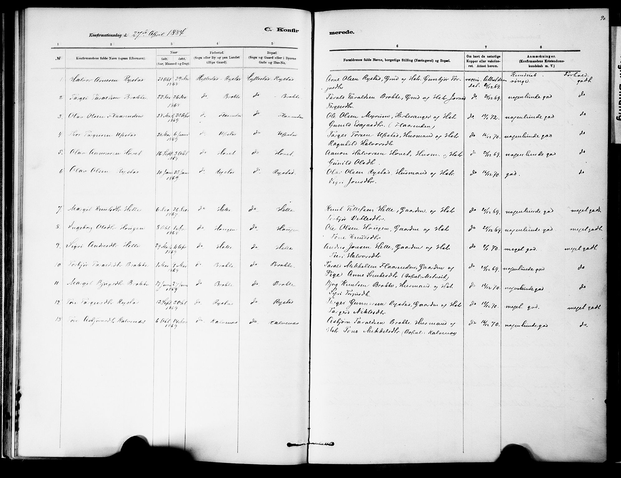 Valle sokneprestkontor, AV/SAK-1111-0044/F/Fa/Fab/L0001: Parish register (official) no. A 1, 1882-1910, p. 90