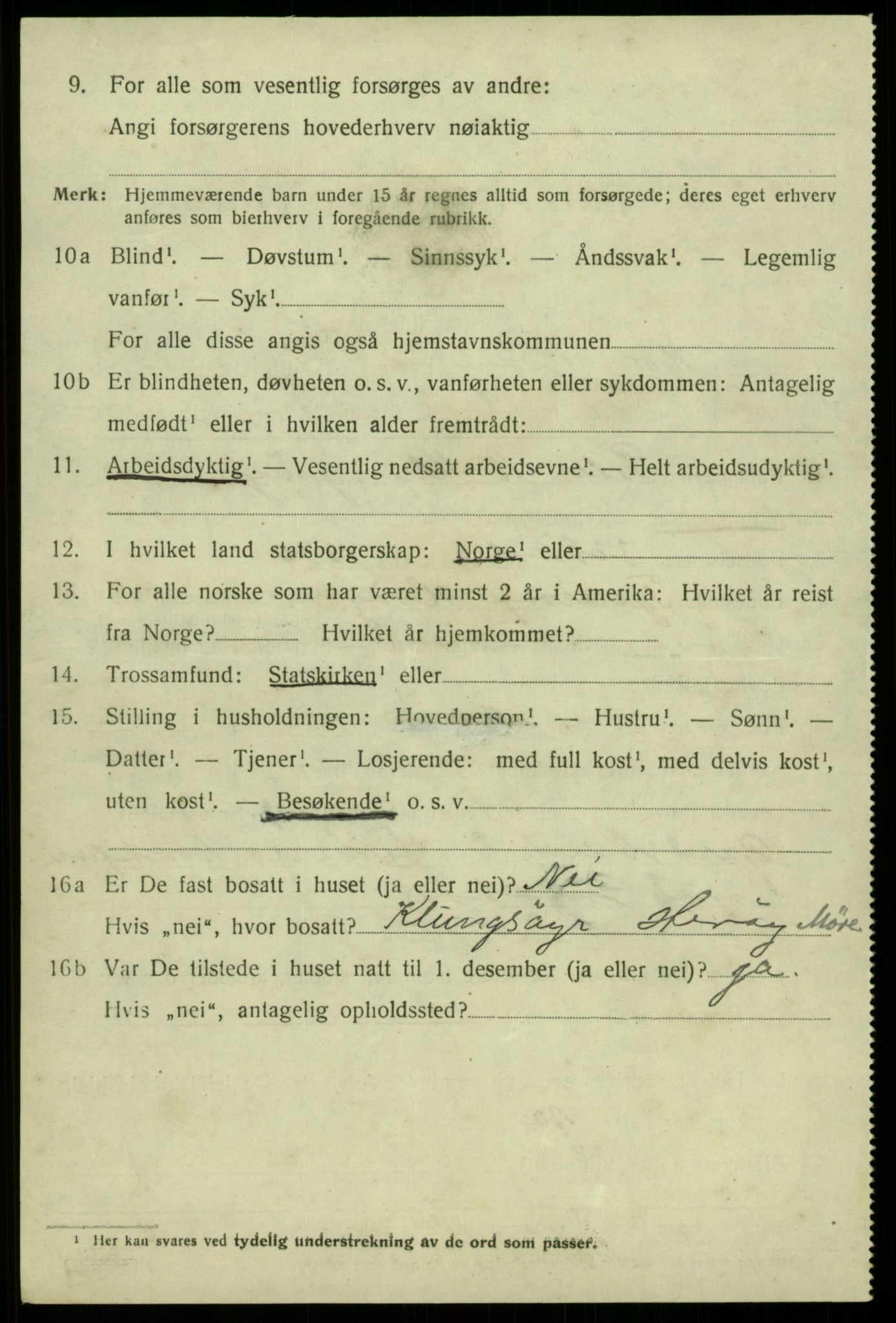 SAB, 1920 census for Kvam, 1920, p. 2020