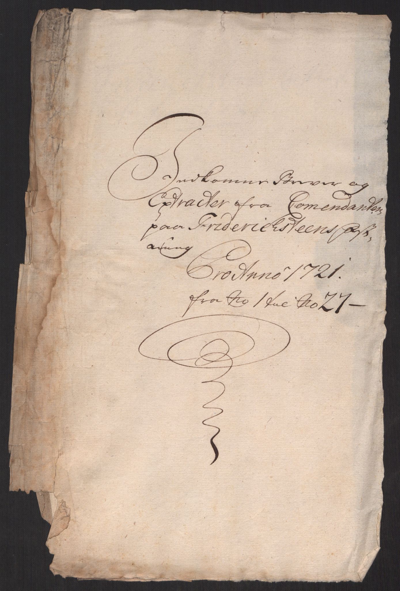 Kommanderende general (KG I) med Det norske krigsdirektorium, AV/RA-EA-5419/D/L0152: Fredriksten festning: Brev, inventarfortegnelser og regnskapsekstrakter, 1720-1723, p. 224