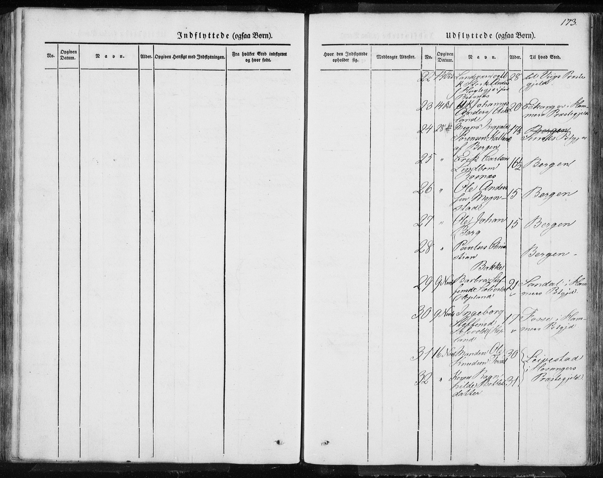 Lindås Sokneprestembete, SAB/A-76701/H/Haa: Parish register (official) no. A 10, 1842-1862, p. 173