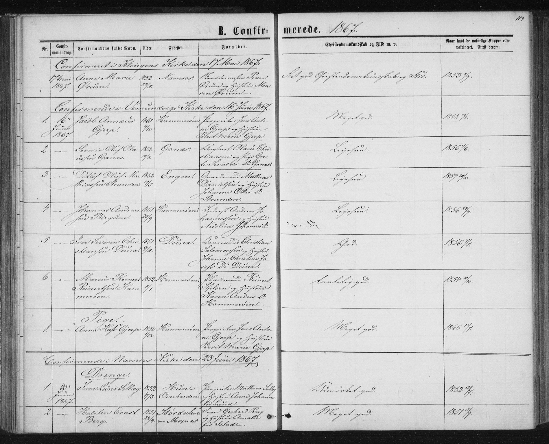 Ministerialprotokoller, klokkerbøker og fødselsregistre - Nord-Trøndelag, SAT/A-1458/768/L0570: Parish register (official) no. 768A05, 1865-1874, p. 113