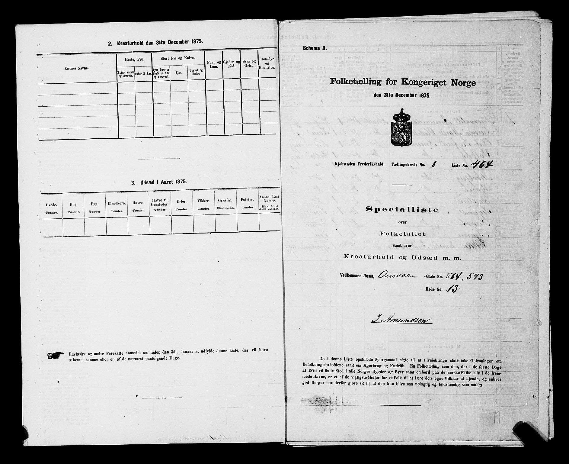 RA, 1875 census for 0101P Fredrikshald, 1875, p. 1254