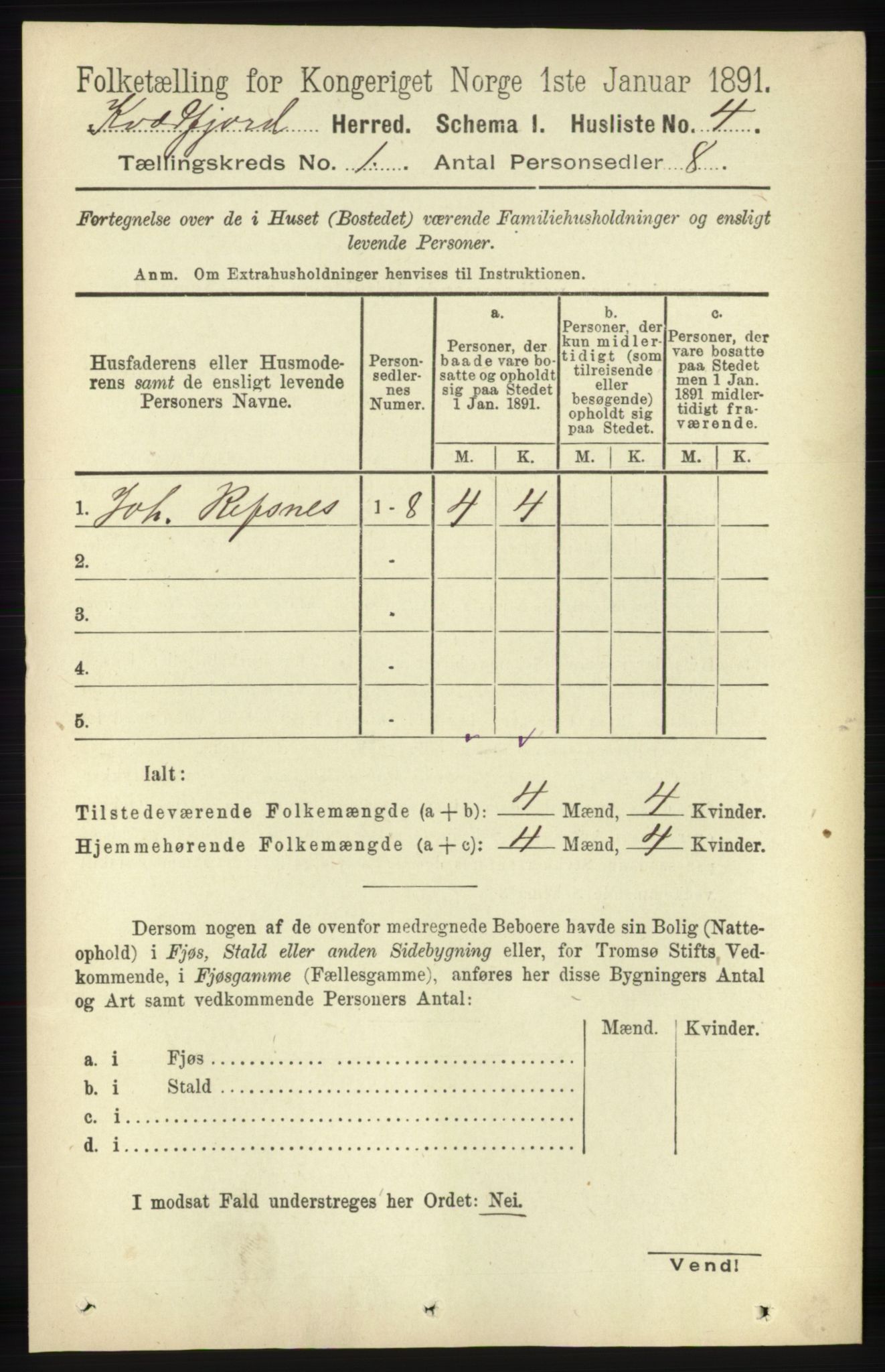 RA, 1891 census for 1911 Kvæfjord, 1891, p. 24