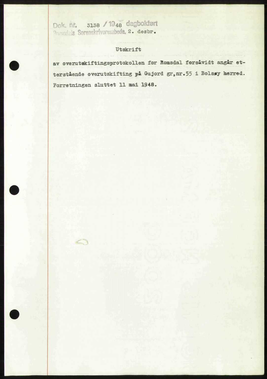 Romsdal sorenskriveri, AV/SAT-A-4149/1/2/2C: Mortgage book no. A28, 1948-1949, Diary no: : 3138/1948