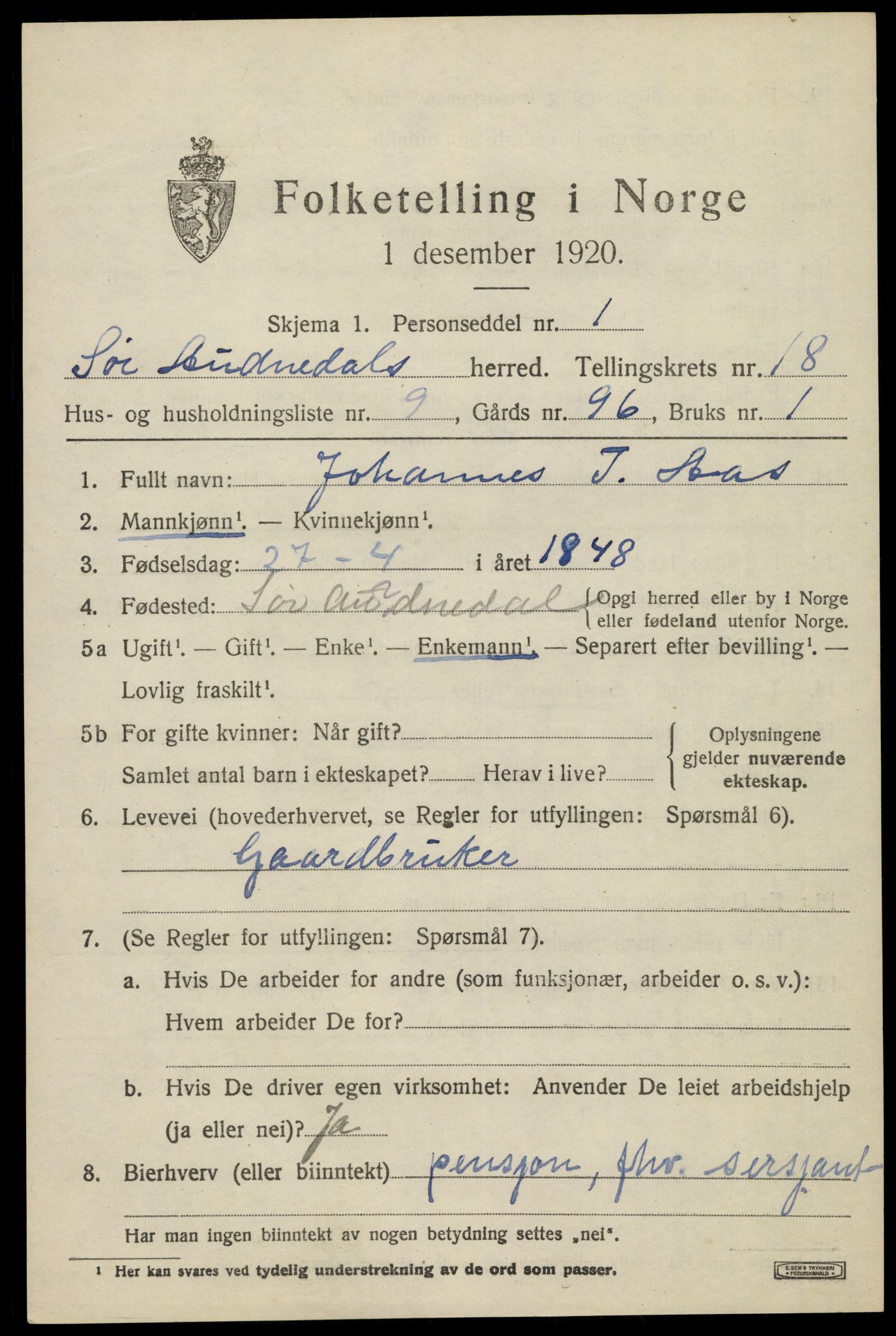 SAK, 1920 census for Sør-Audnedal, 1920, p. 6569