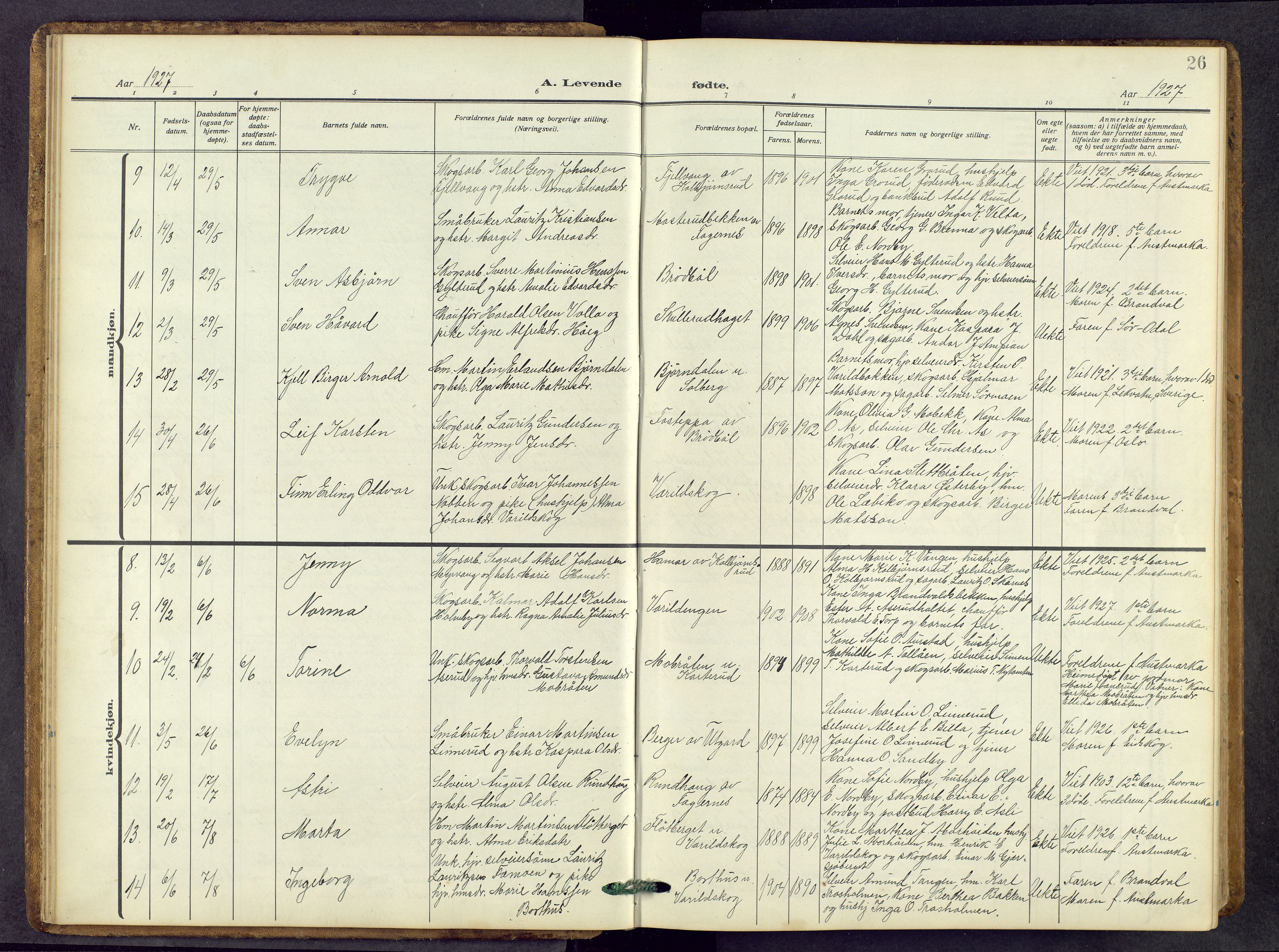 Vinger prestekontor, AV/SAH-PREST-024/H/Ha/Hab/L0006: Parish register (copy) no. 6, 1921-1973, p. 26