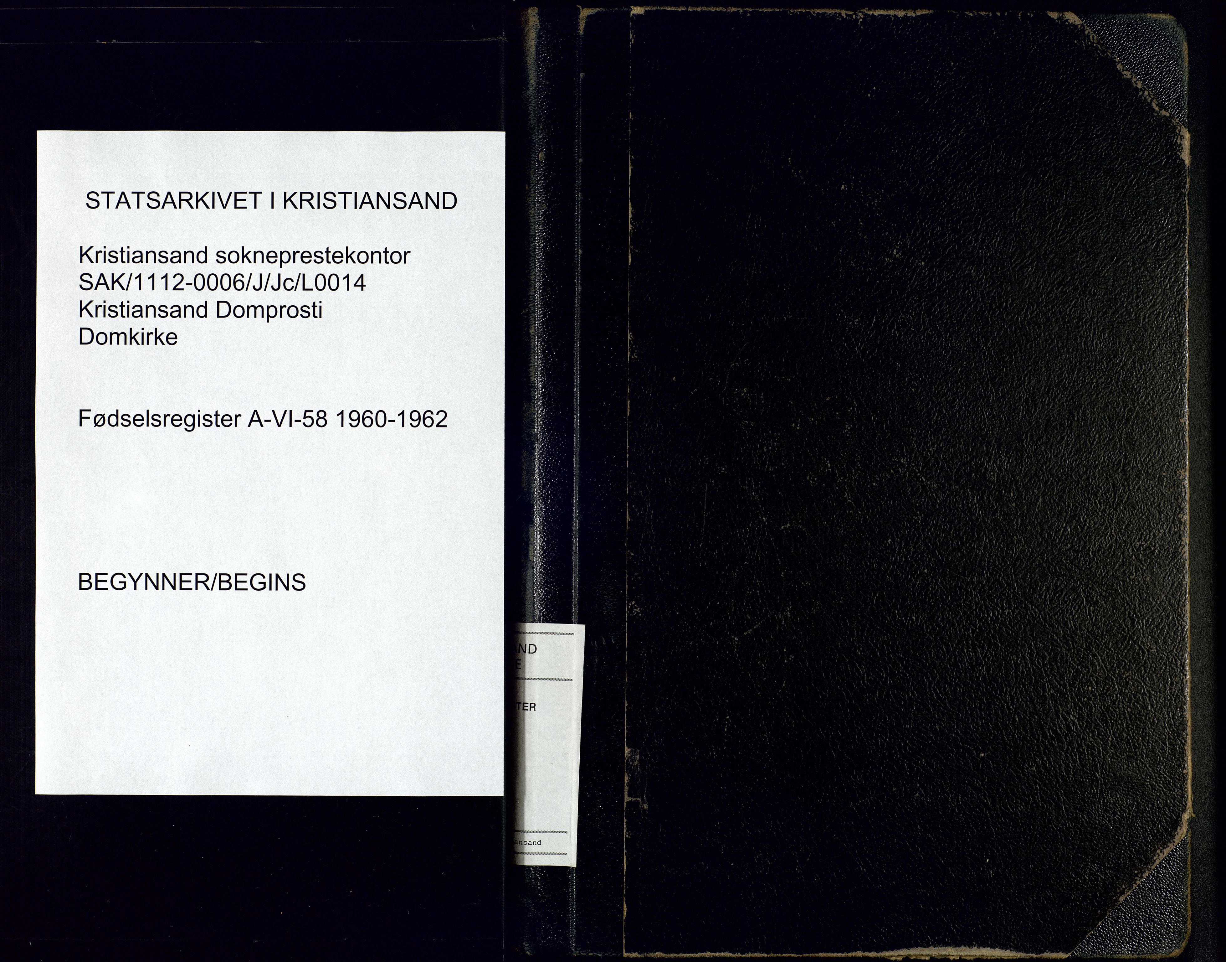 Kristiansand domprosti, SAK/1112-0006/J/Jc/L0014: Birth register no. A-VI-58, 1960-1962