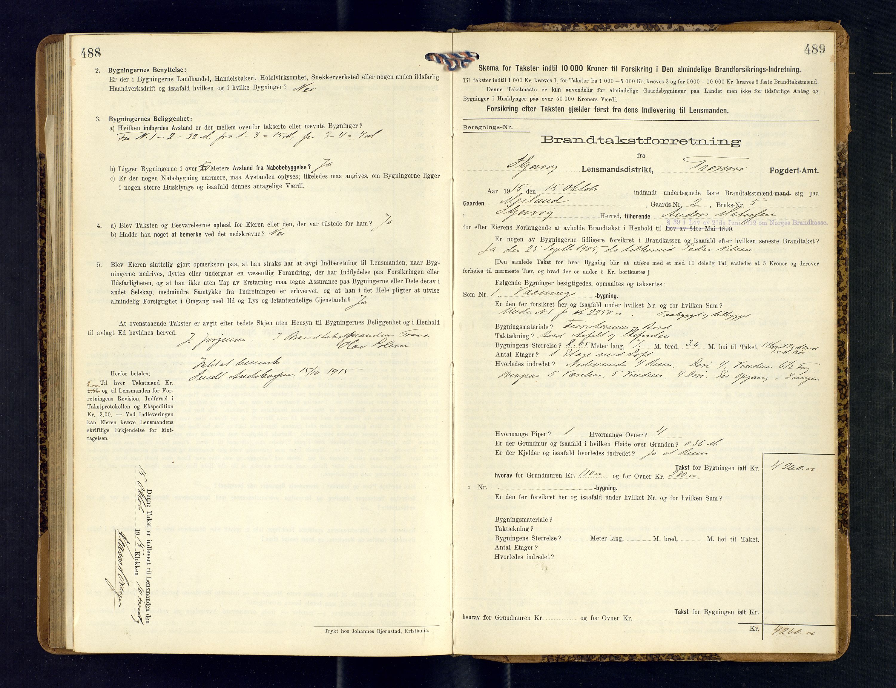 Skjervøy lensmannskontor, SATØ/SATØ-63/F/Fu/Fub/L0249: Branntakstprotokoll (S), 1913-1915, p. 488-489