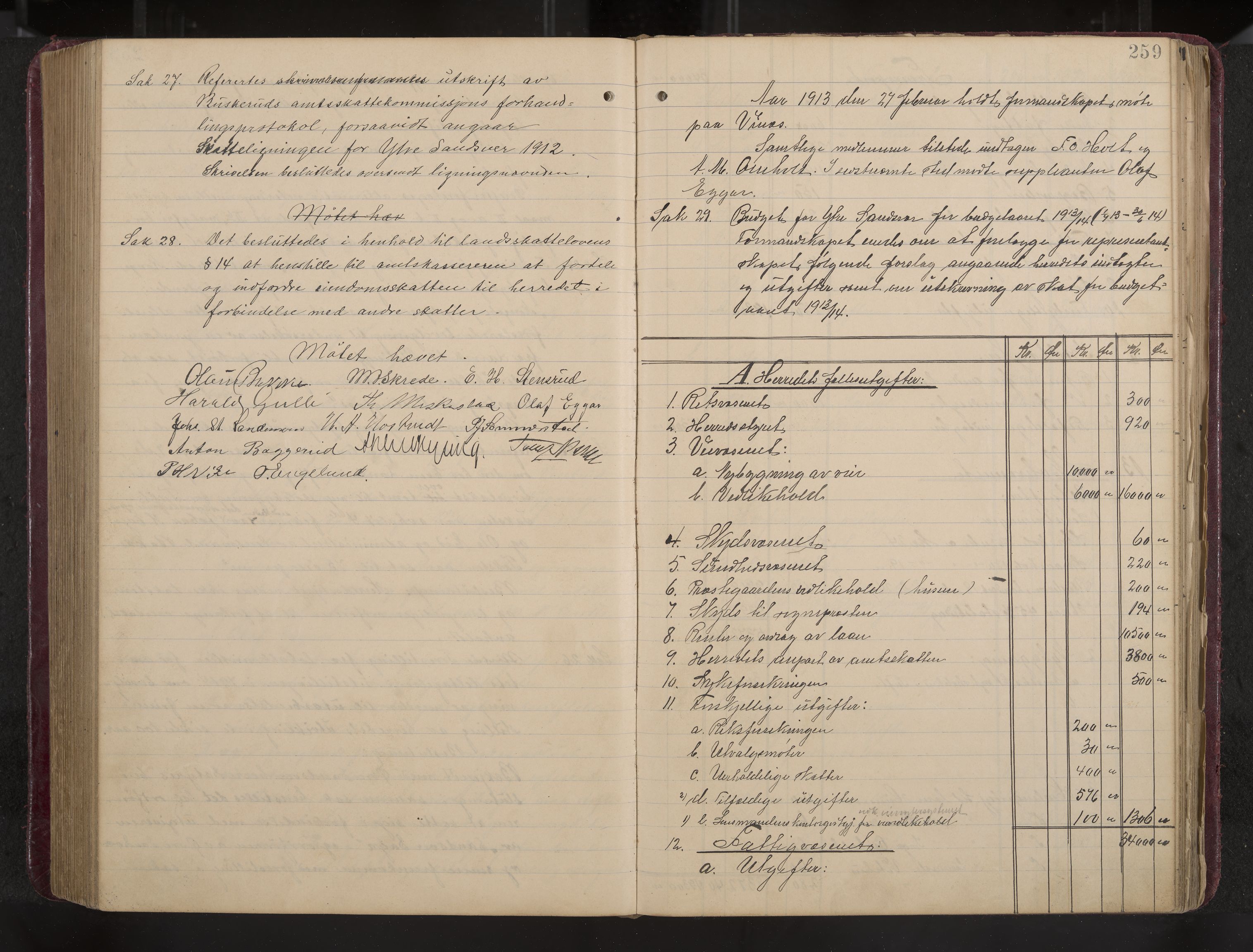 Ytre Sandsvær formannskap og sentraladministrasjon, IKAK/0629021/A/Aa/L0001: Møtebok med register, 1902-1919, p. 259