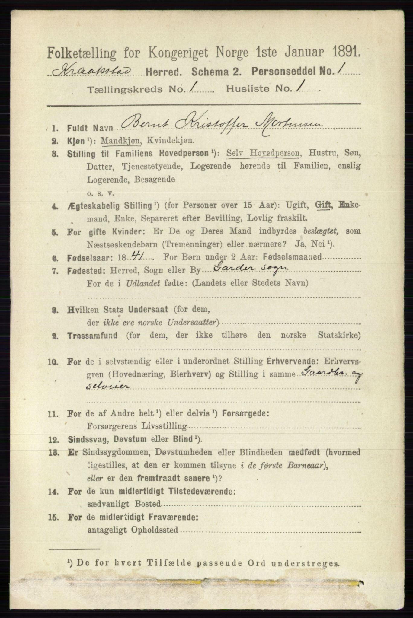 RA, 1891 census for 0212 Kråkstad, 1891, p. 115