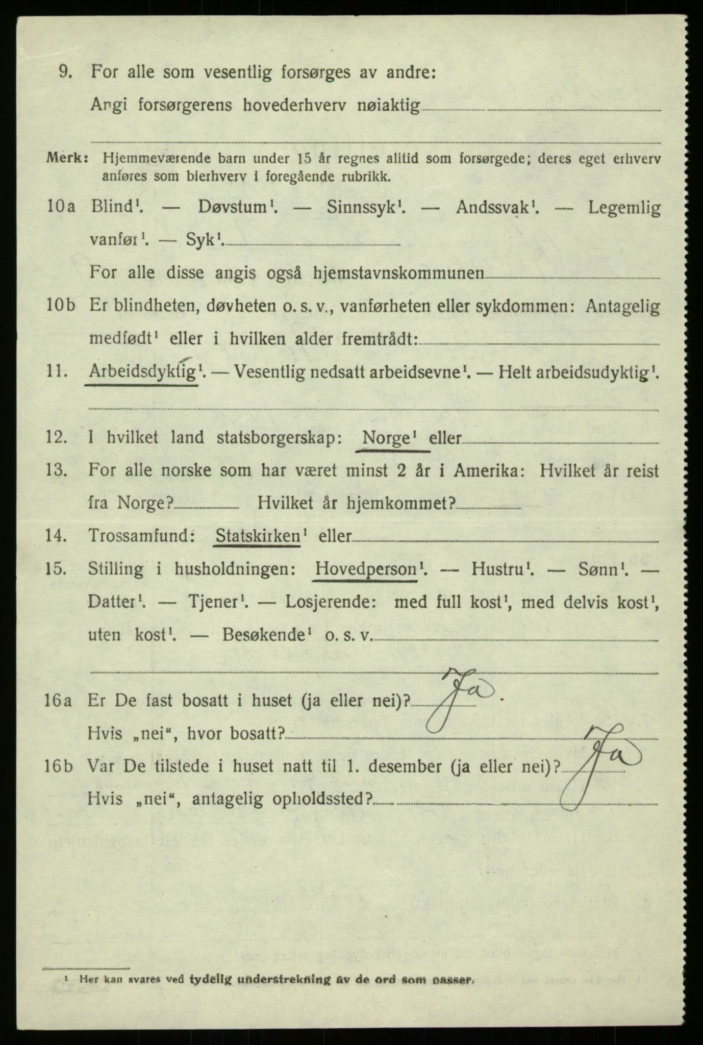SAB, 1920 census for Hosanger, 1920, p. 4180