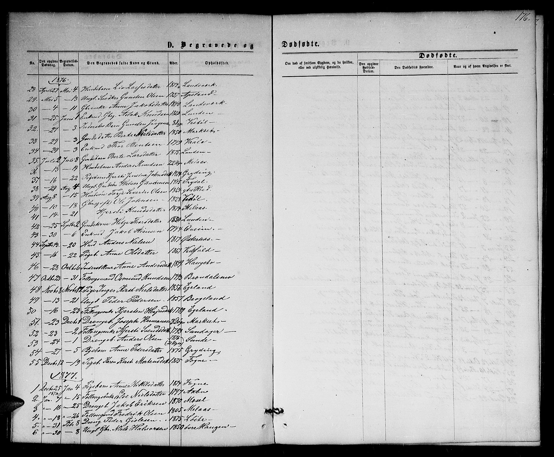 Gjerstad sokneprestkontor, AV/SAK-1111-0014/F/Fb/Fba/L0006: Parish register (copy) no. B 6, 1868-1890, p. 176