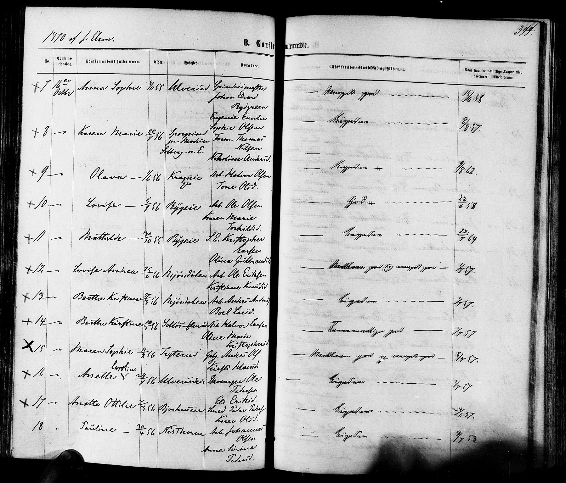 Eiker kirkebøker, AV/SAKO-A-4/F/Fa/L0017: Parish register (official) no. I 17, 1869-1877, p. 344