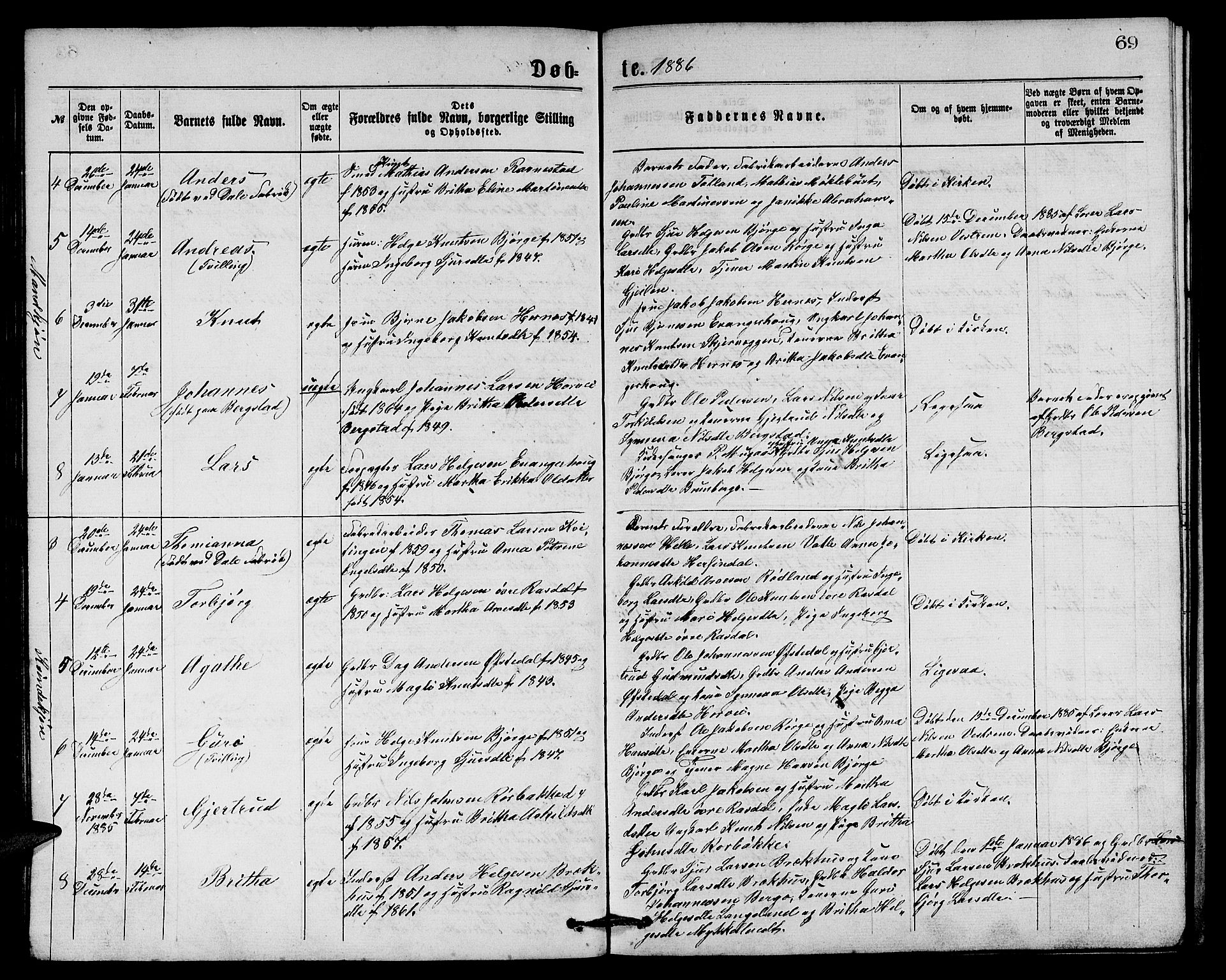 Evanger sokneprestembete, SAB/A-99924: Parish register (copy) no. A 3, 1875-1887, p. 69