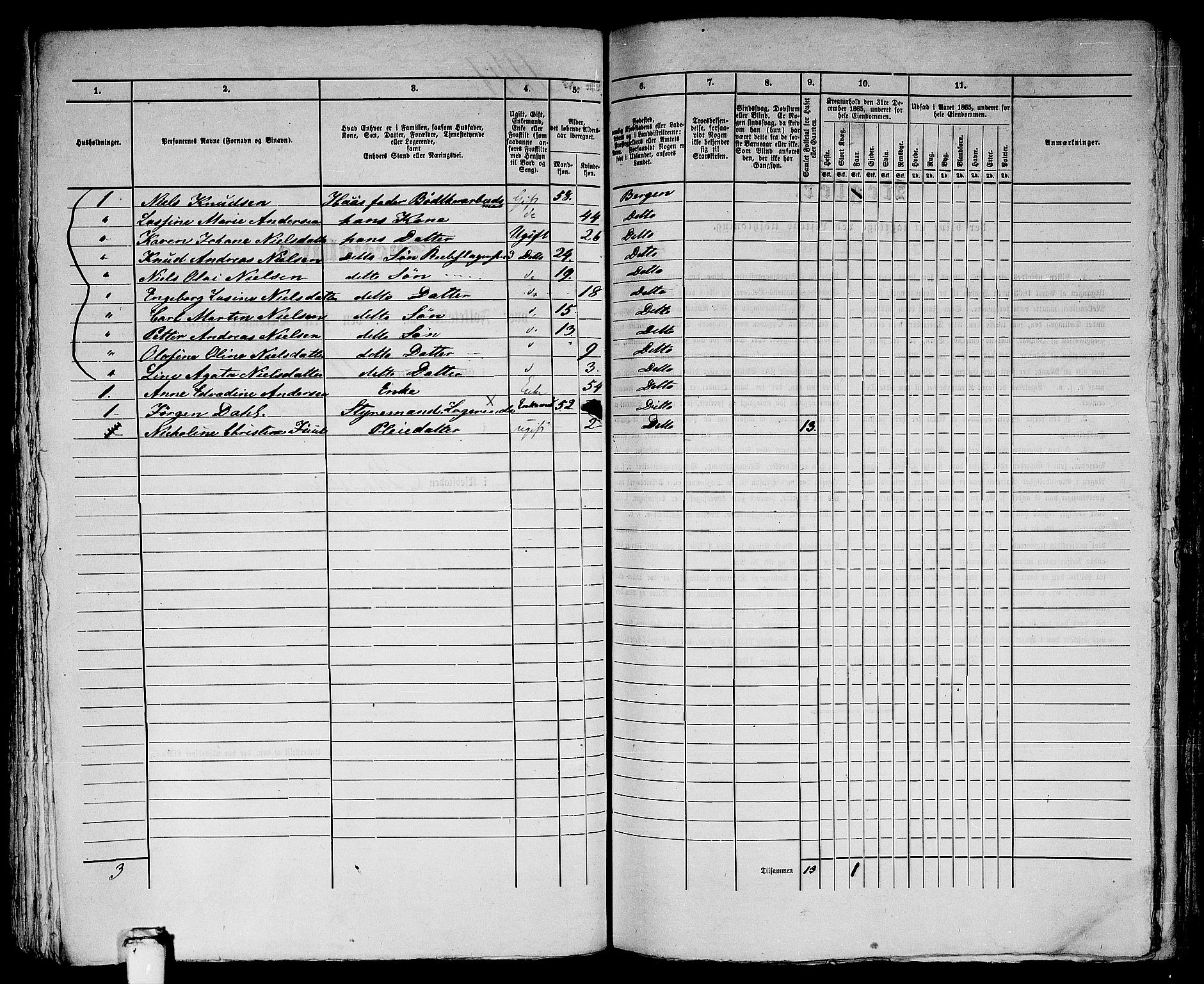 RA, 1865 census for Bergen, 1865, p. 2341