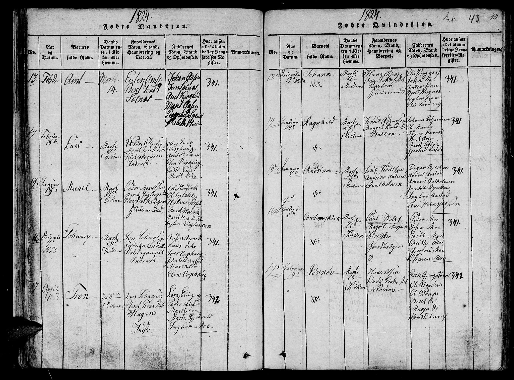 Ministerialprotokoller, klokkerbøker og fødselsregistre - Sør-Trøndelag, AV/SAT-A-1456/630/L0491: Parish register (official) no. 630A04, 1818-1830, p. 43