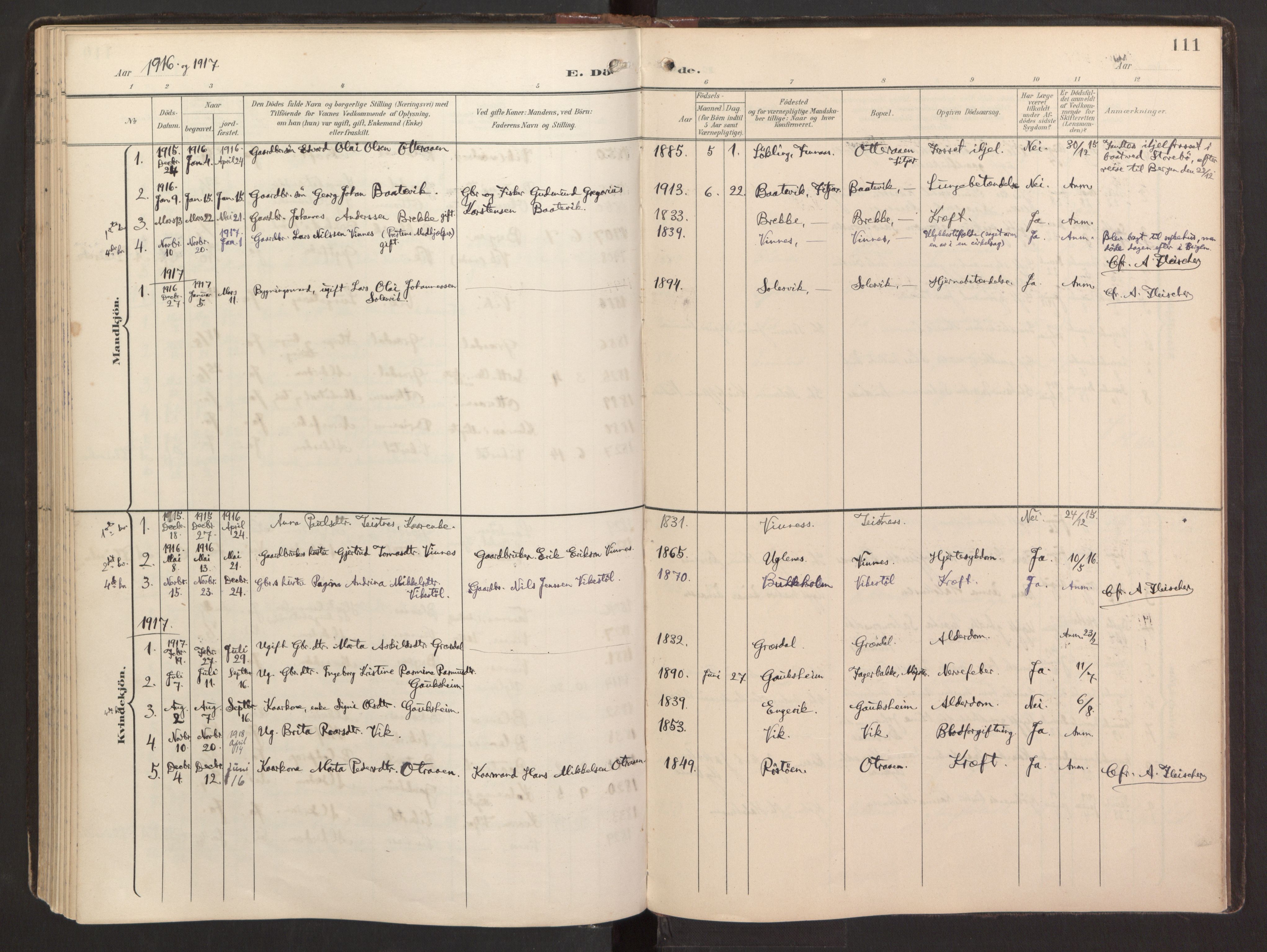 Fitjar sokneprestembete, SAB/A-99926: Parish register (official) no. B 1, 1900-1926, p. 111