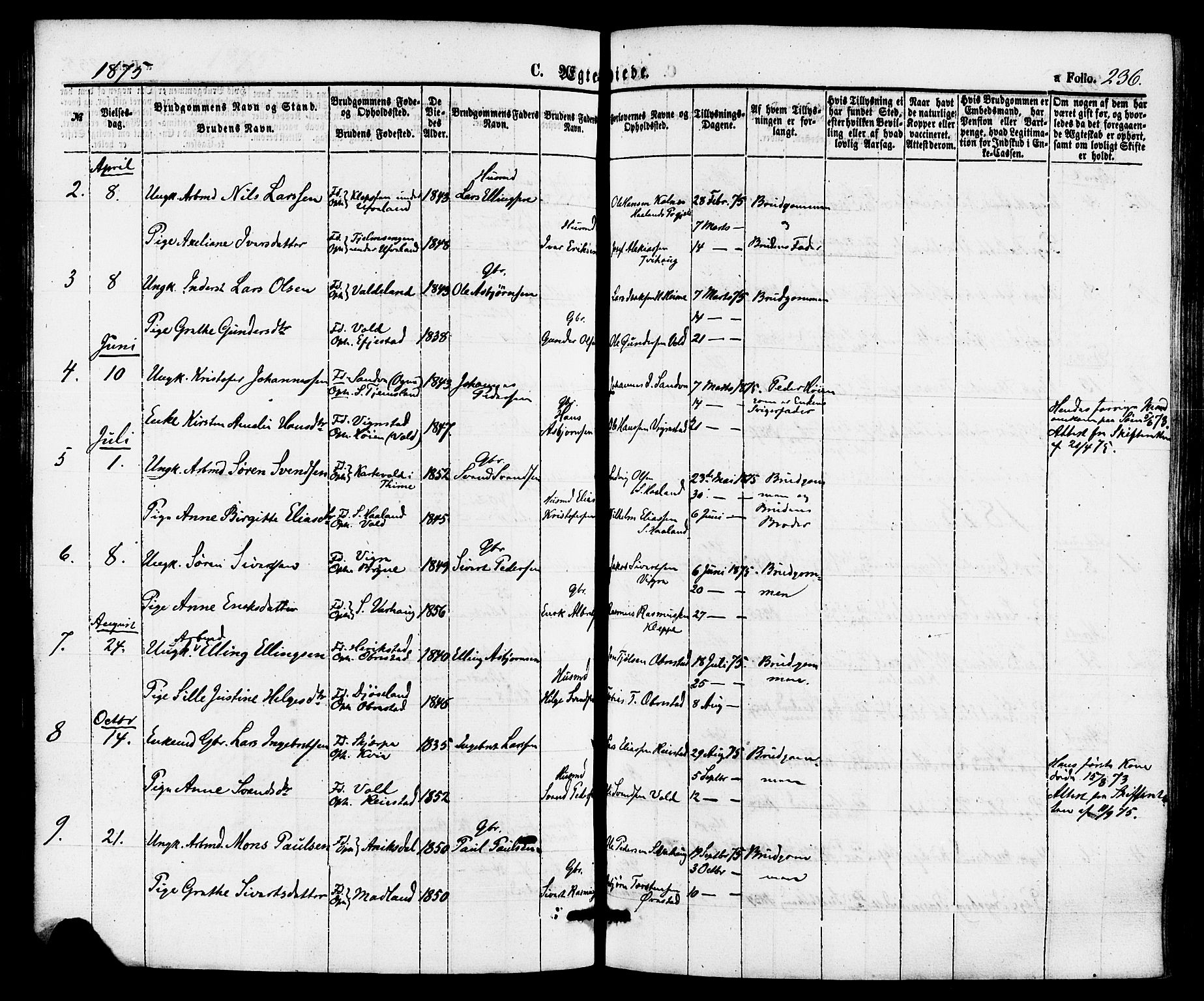 Hå sokneprestkontor, AV/SAST-A-101801/001/30BA/L0009: Parish register (official) no. A 8, 1855-1878, p. 236