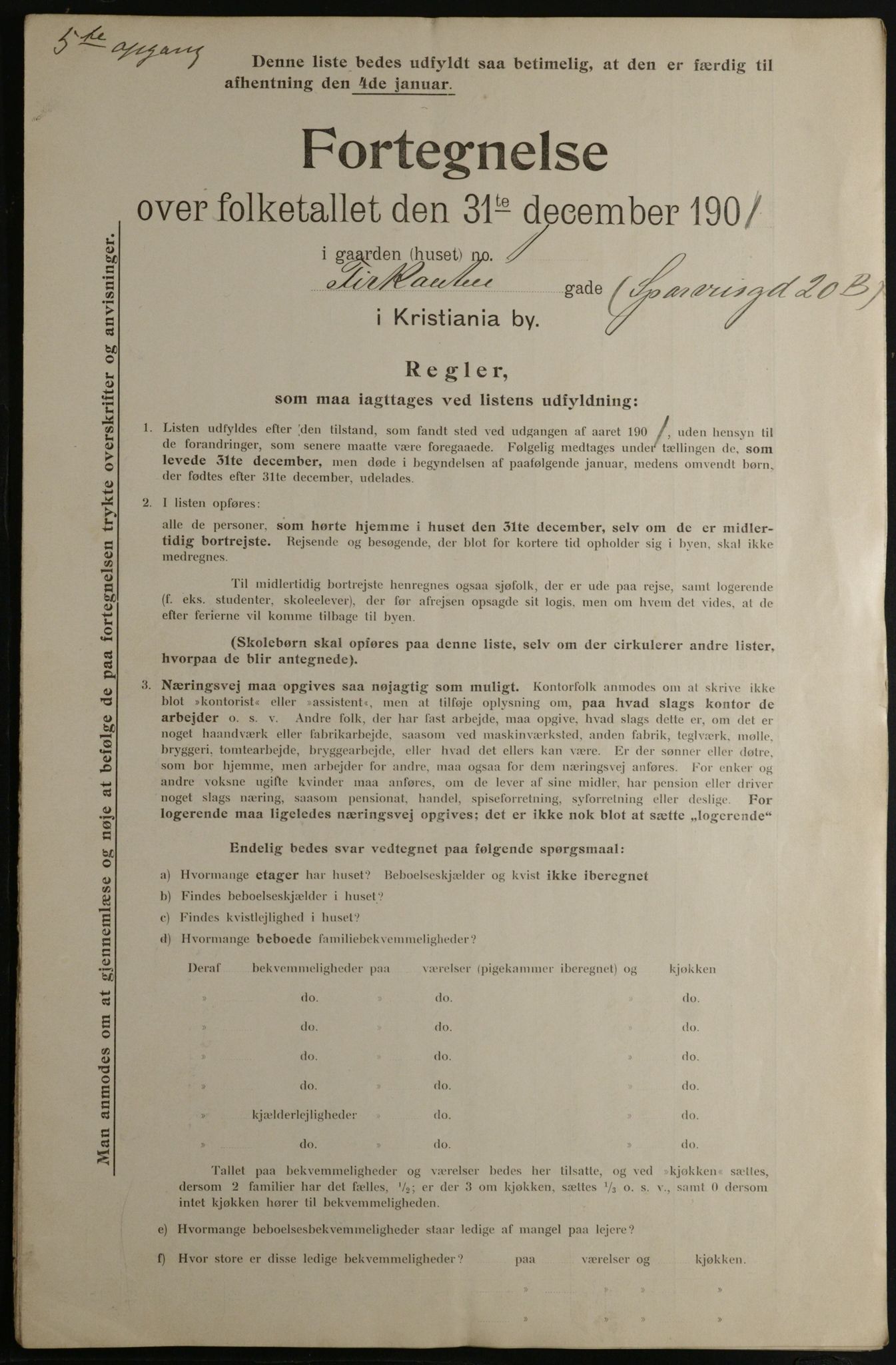 OBA, Municipal Census 1901 for Kristiania, 1901, p. 3893