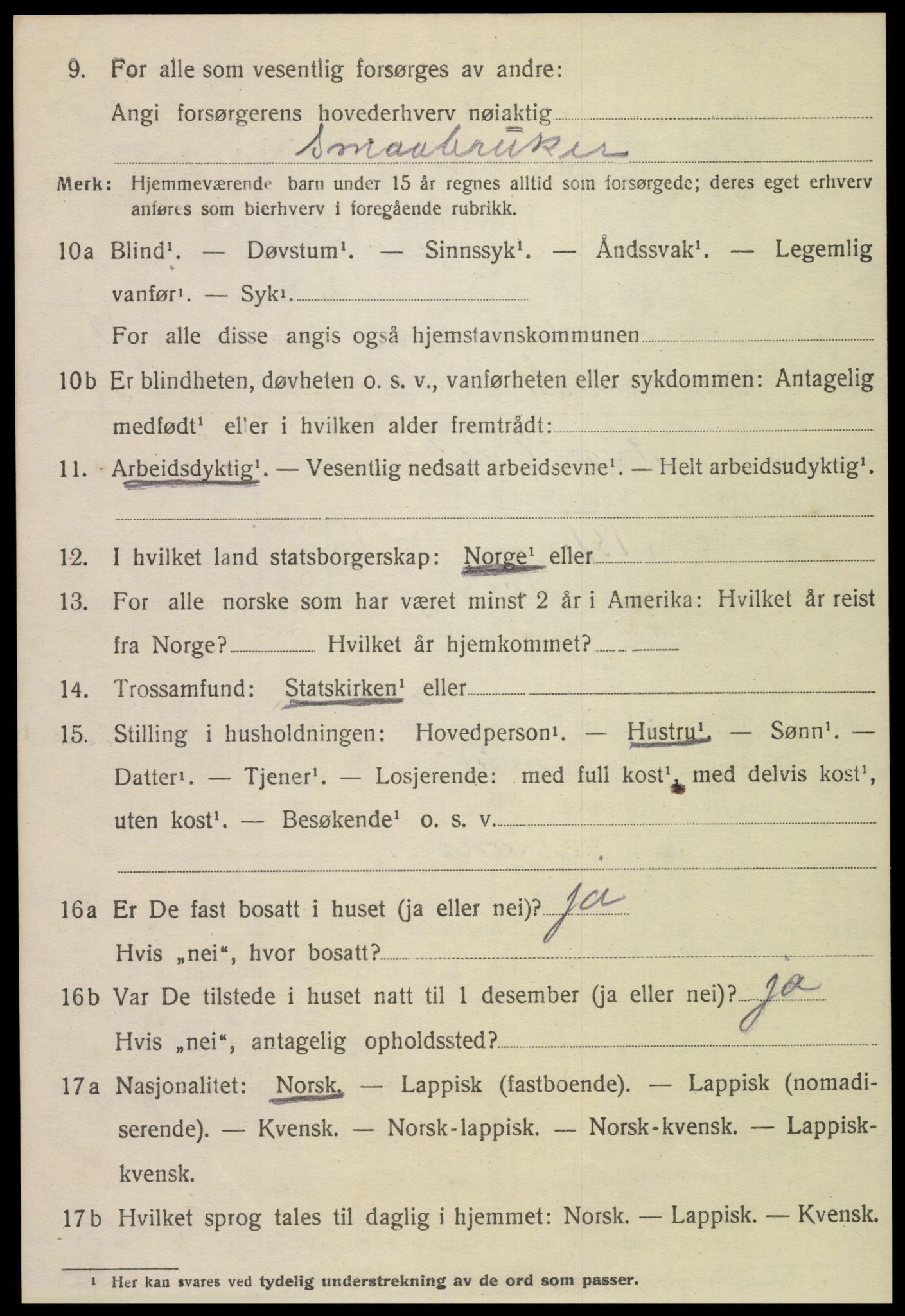 SAT, 1920 census for Meløy, 1920, p. 7604