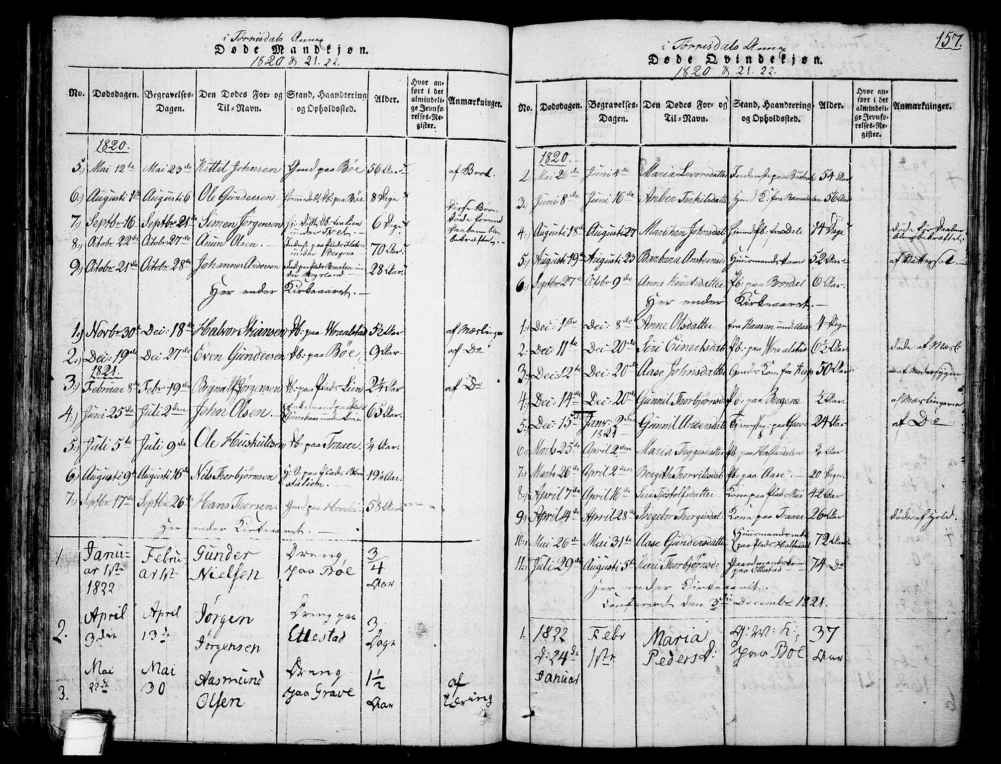 Drangedal kirkebøker, SAKO/A-258/F/Fa/L0005: Parish register (official) no. 5 /2, 1814-1831, p. 157