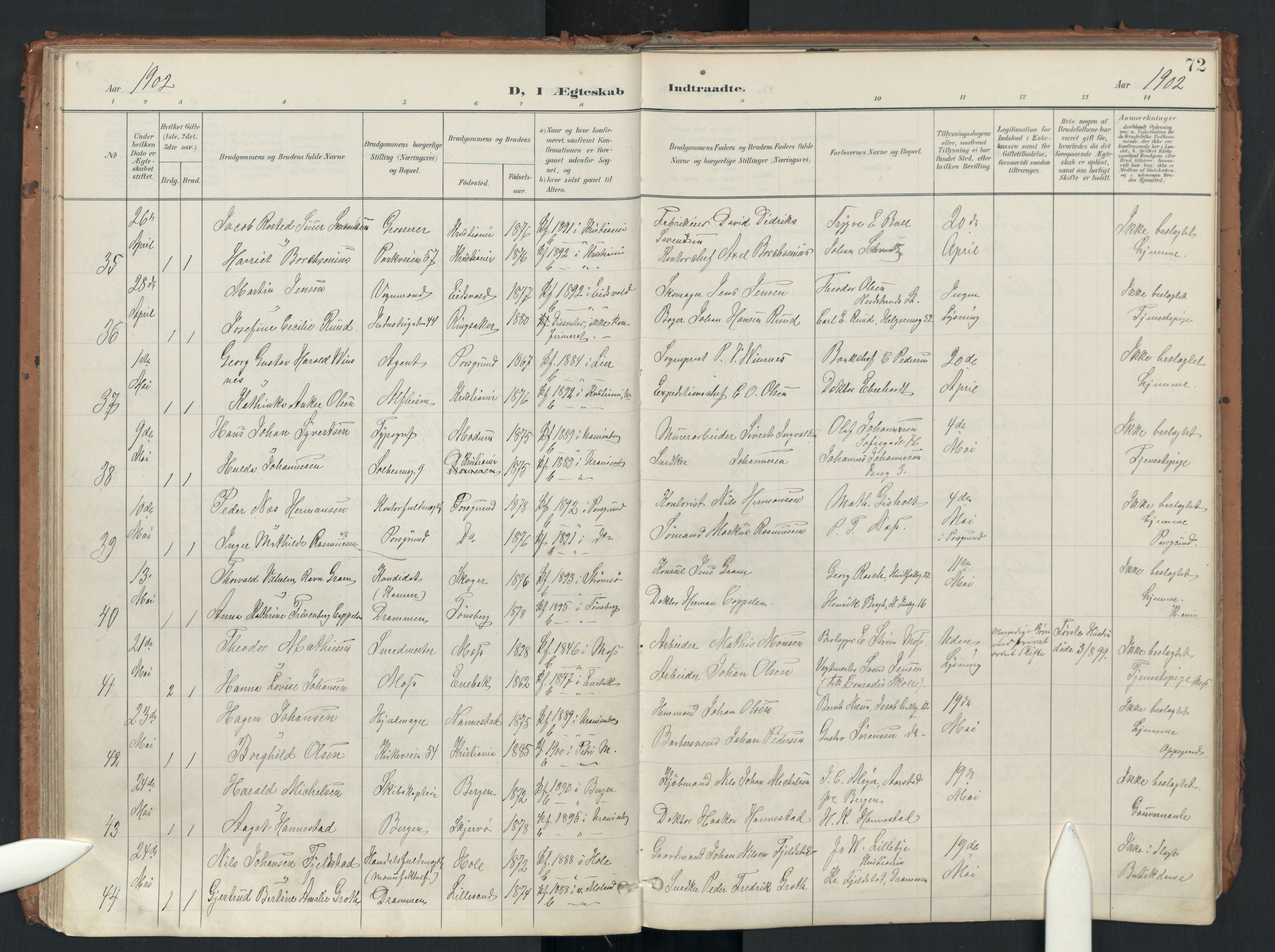 Uranienborg prestekontor Kirkebøker, AV/SAO-A-10877/F/Fa/L0007: Parish register (official) no. 7, 1896-1914, p. 72