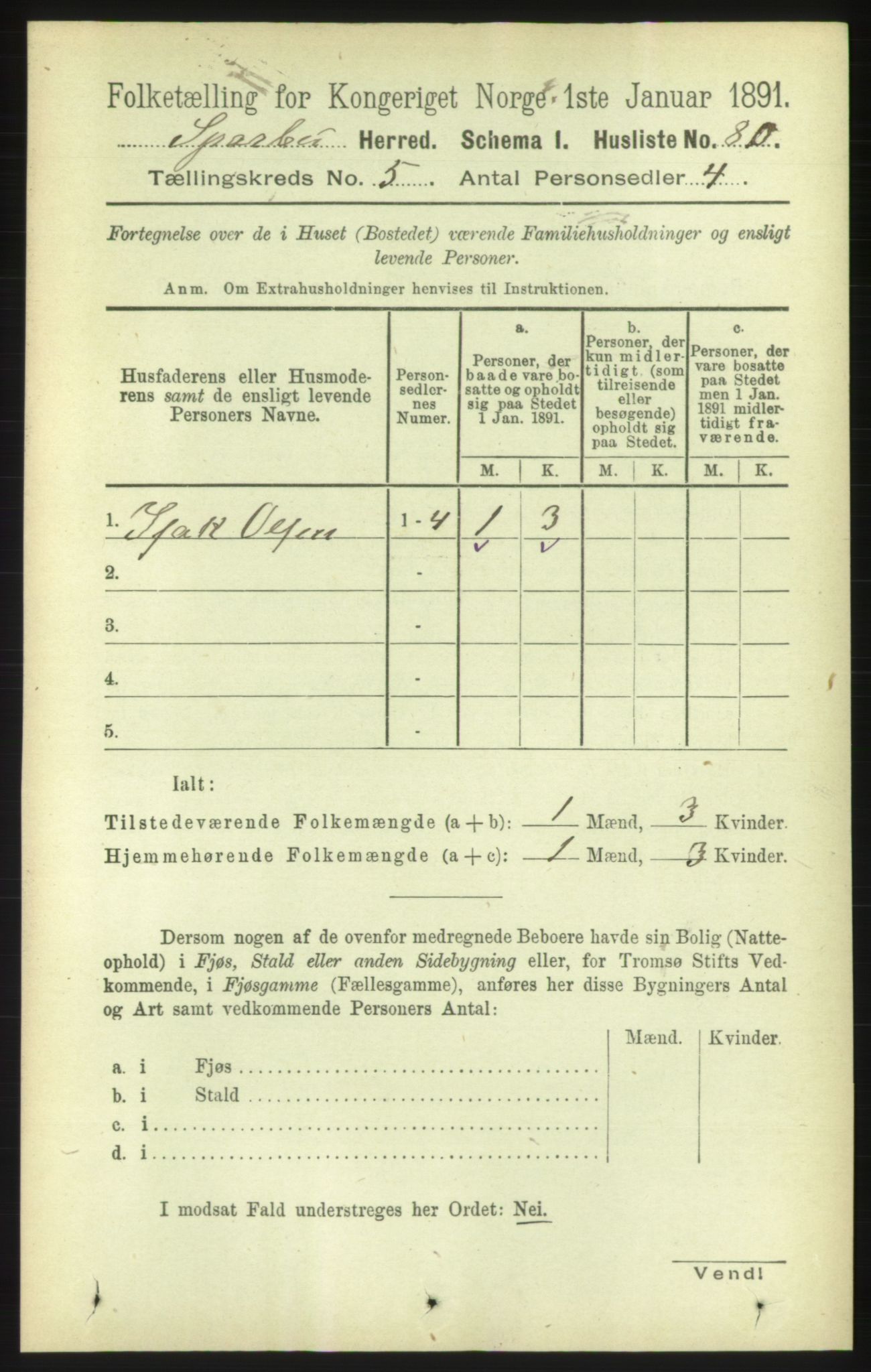 RA, 1891 census for 1731 Sparbu, 1891, p. 1663