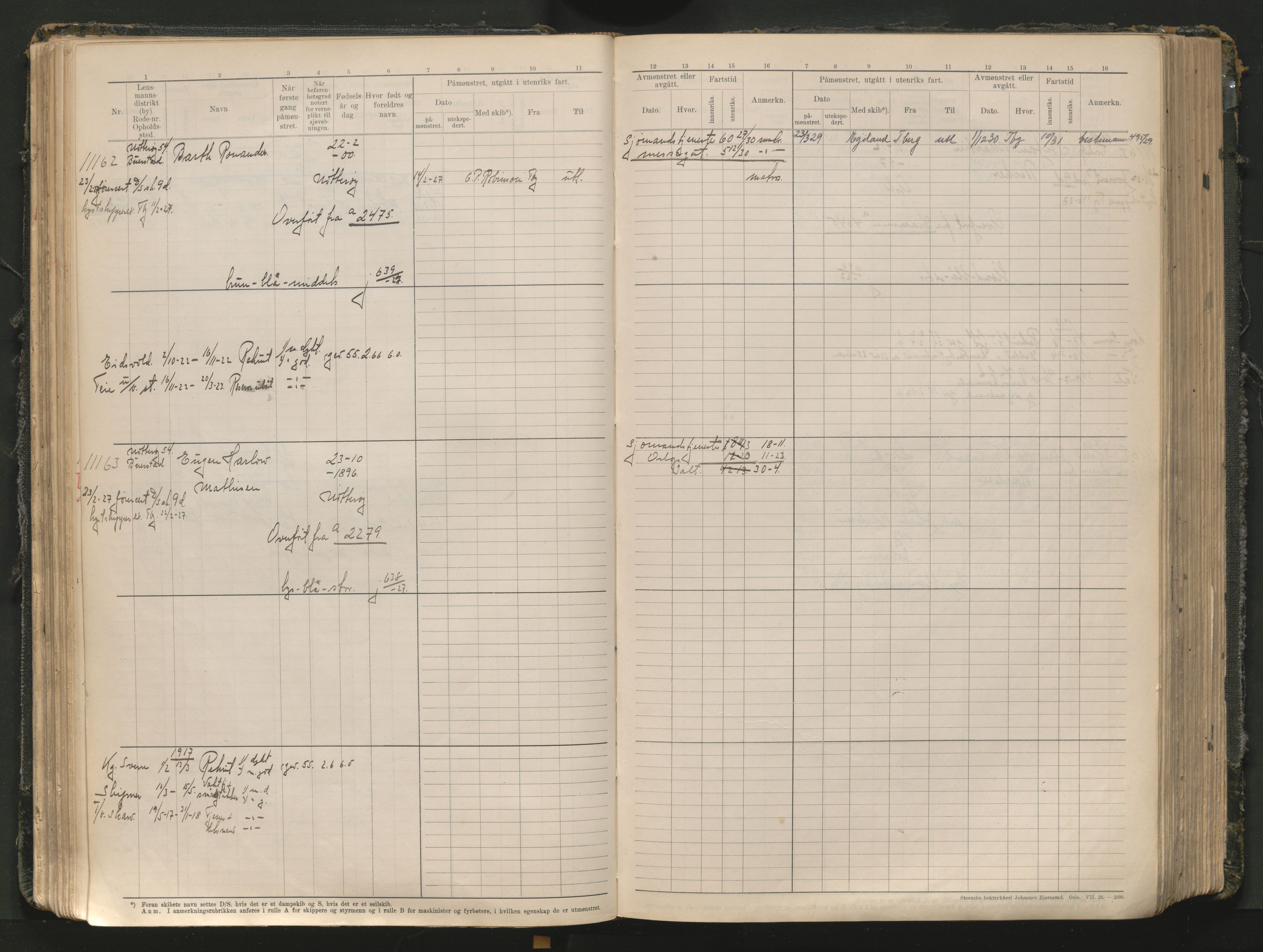 Tønsberg innrulleringskontor, AV/SAKO-A-786/F/Fc/Fcb/L0012: Hovedrulle Patent nr. 10828-12216, 1925-1948